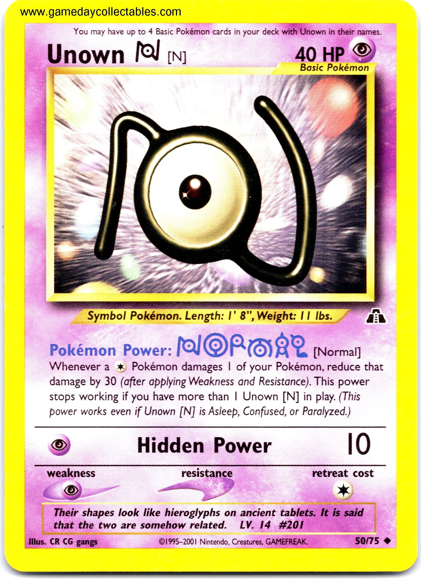 #050 Unown N - Neo Discovery - Uncommon (Ungraded Near Mint)