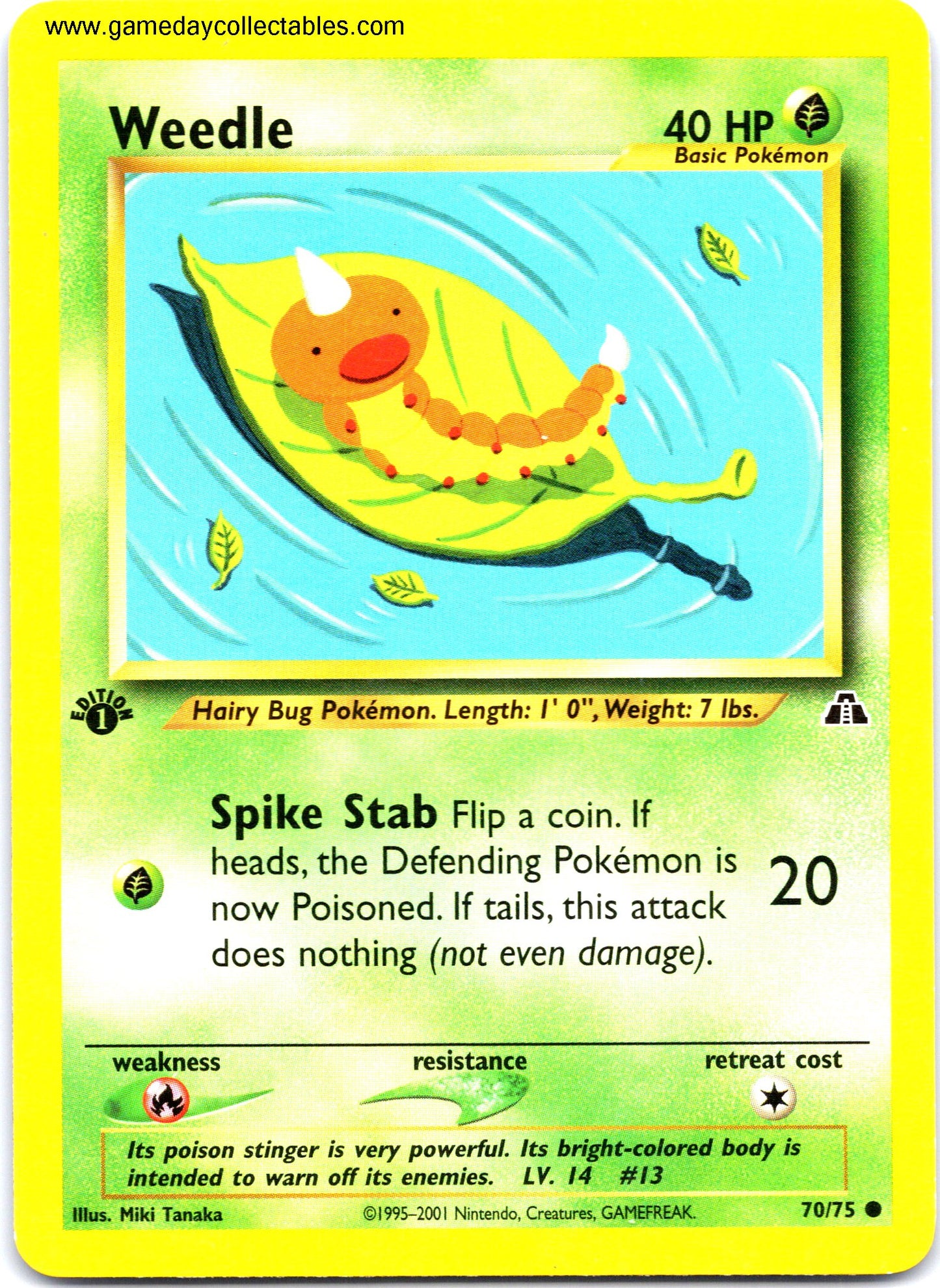#070 Weedle - Neo Discovery - 1st Ed Common (Ungraded Near Mint)