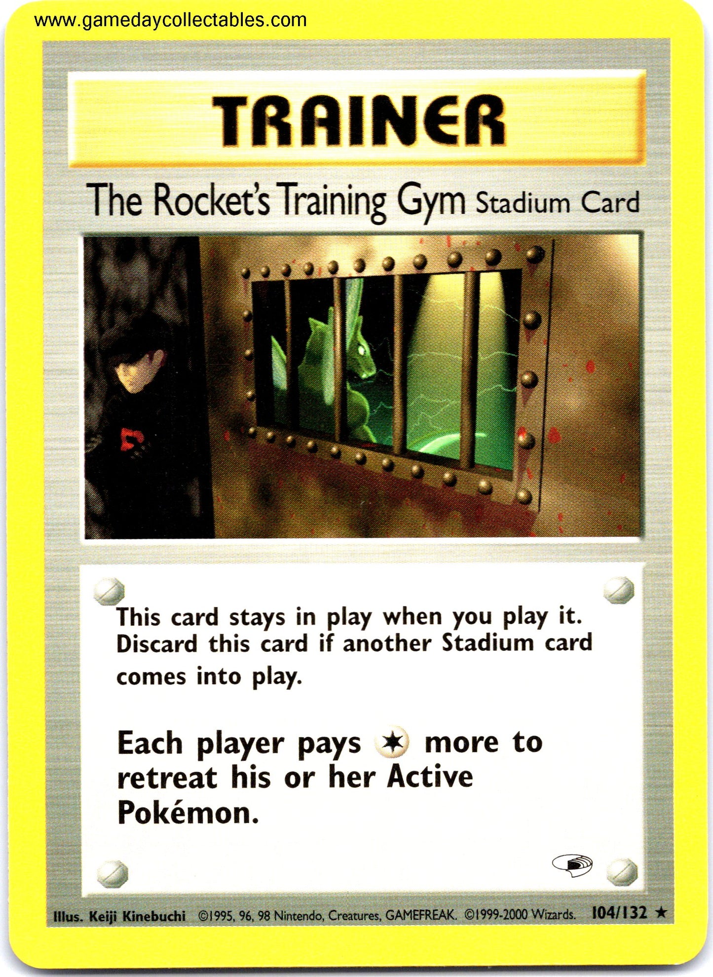 #104 The Rocket's Training Gym (Stadium Card) - Gym Heroes - Non Holo Rare (Ungraded Near Mint)