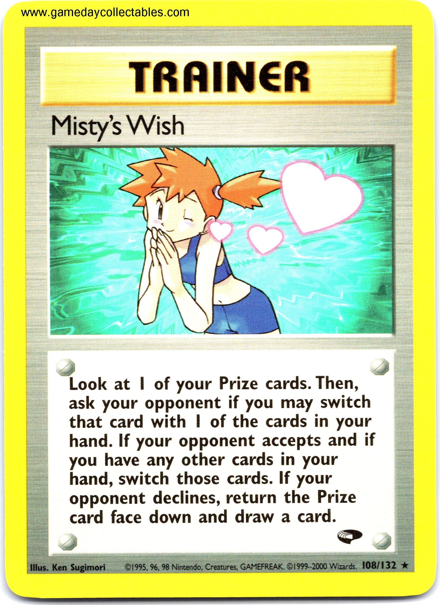#108 Misty's Wish - Gym Challenge - Non Holo Rare (Ungraded Near Mint)
