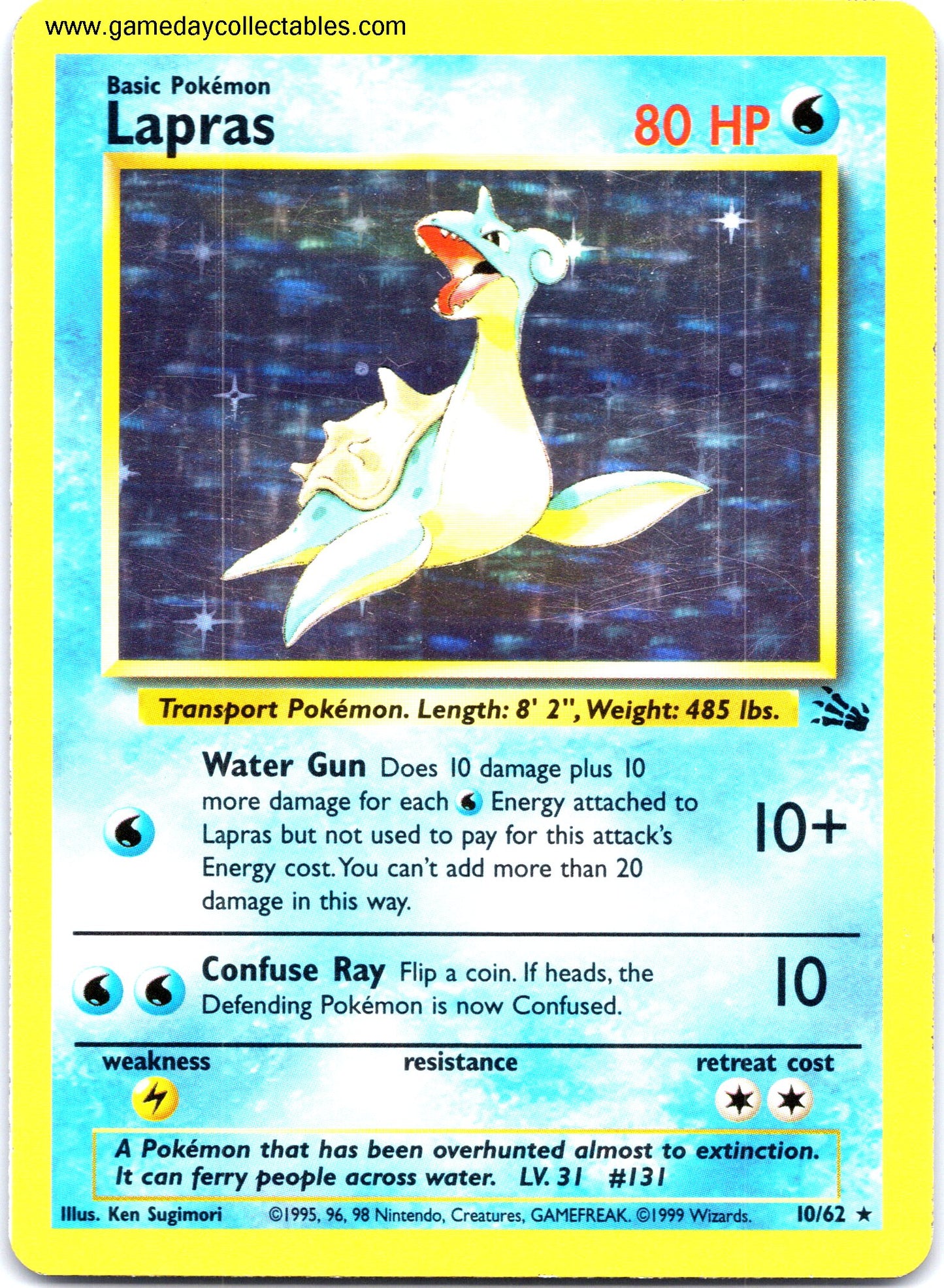#10 Lapras - Fossil - Holo Rare (Ungraded Near Mint)