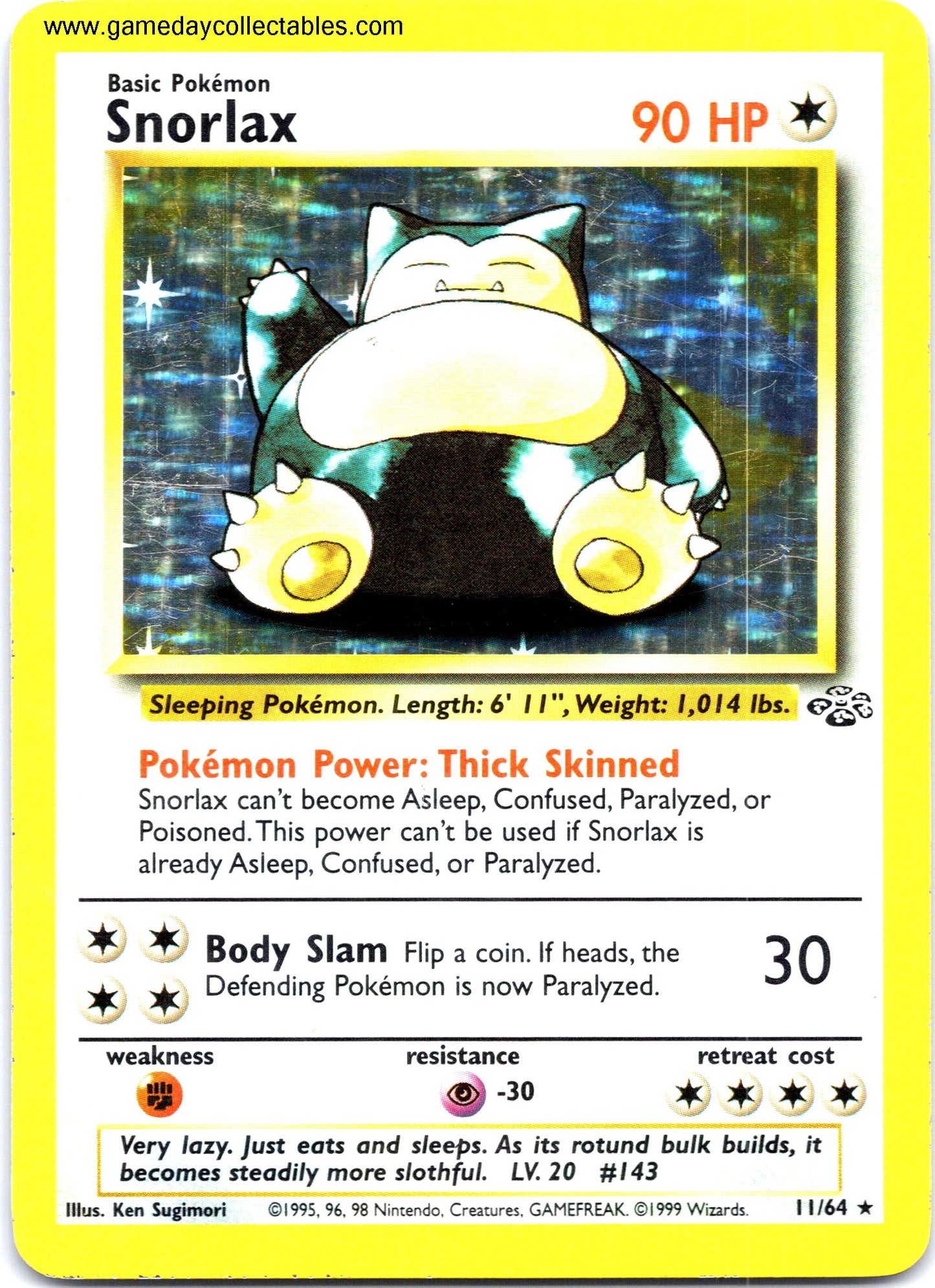 #11 Snorlax - Jungle - Holo Rare (Ungraded Near Mint)