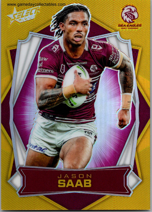 2026 NRL League Heroes Luminous Gold Back - L081 Jason Saab - Manly Warringah Sea Eagles
