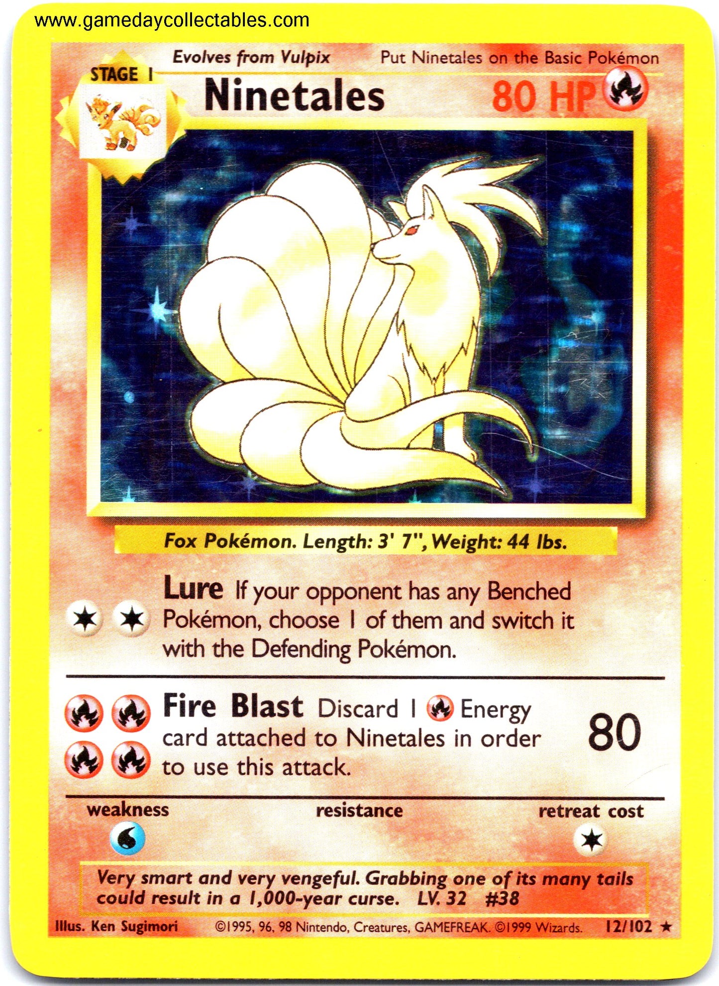 #012 Ninetales - Base Set - Holo Rare (Ungraded Near Mint)