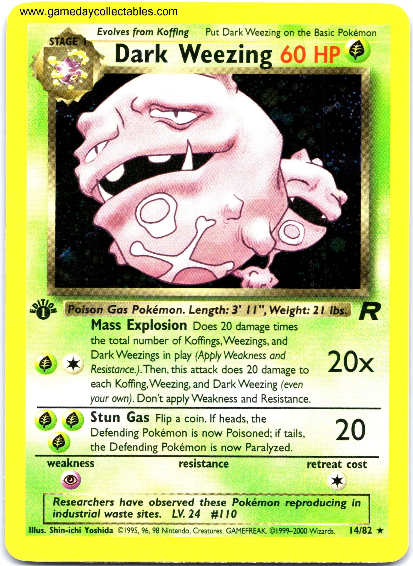 #14 Dark Weezing - Team Rocket - 1st Ed Holo Rare (Ungraded Near Mint)