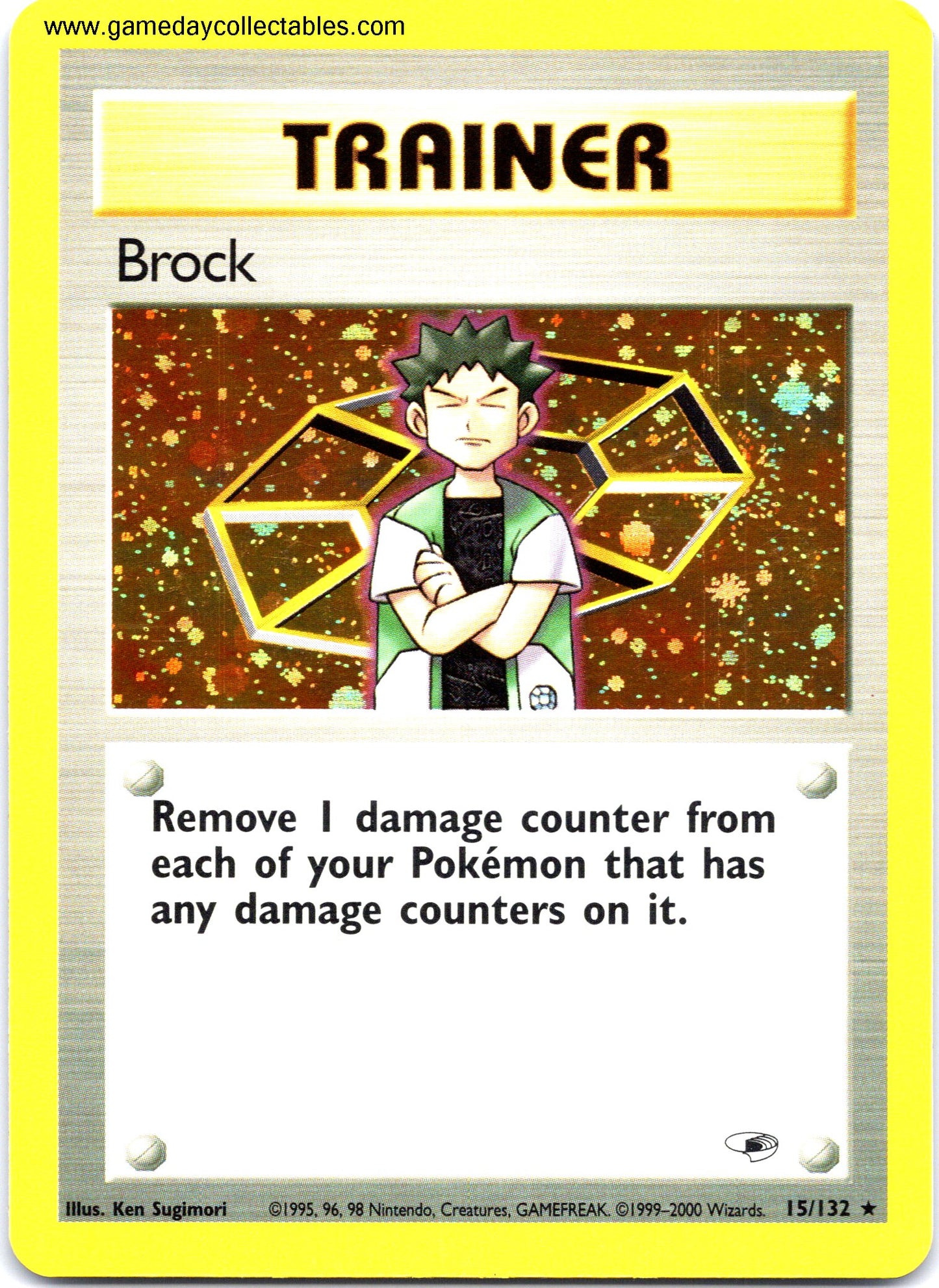 #015 Brock - Gym Heroes - Non Holo Rare (Ungraded Near Mint)