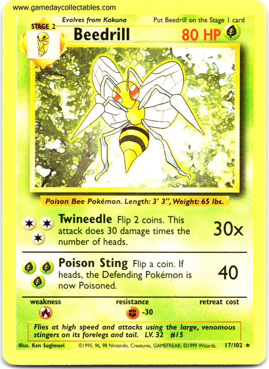 #017 Beedrill - Base Set - Non Holo Rare (Ungraded Near Mint)