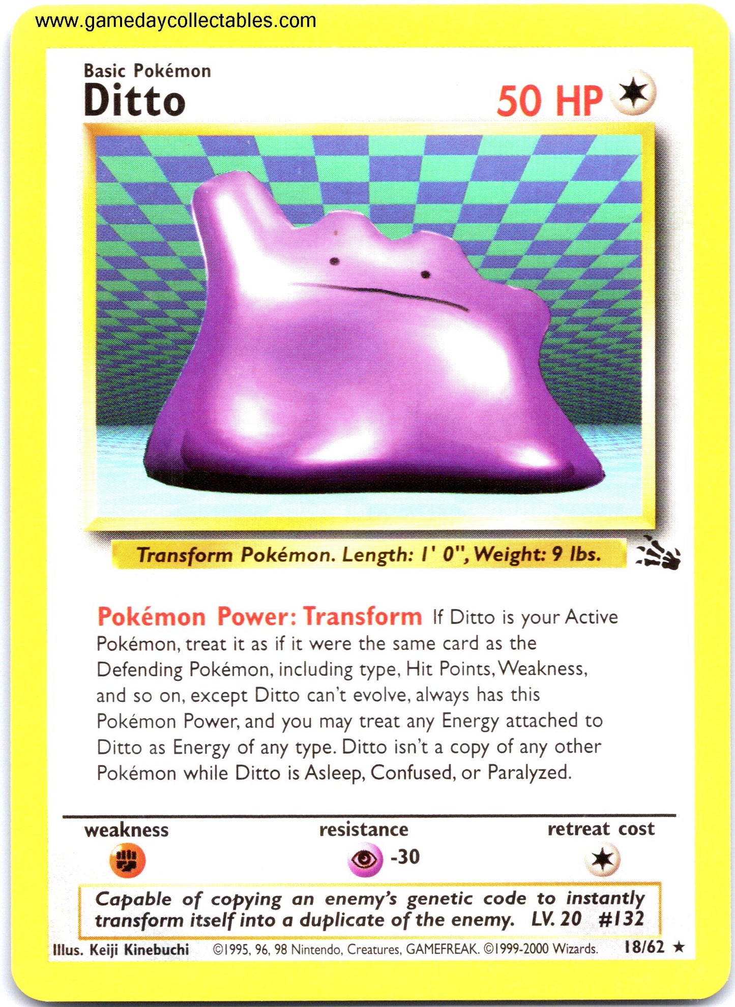 #18 Ditto - Fossil - Non Holo Rare (Ungraded Near Mint)