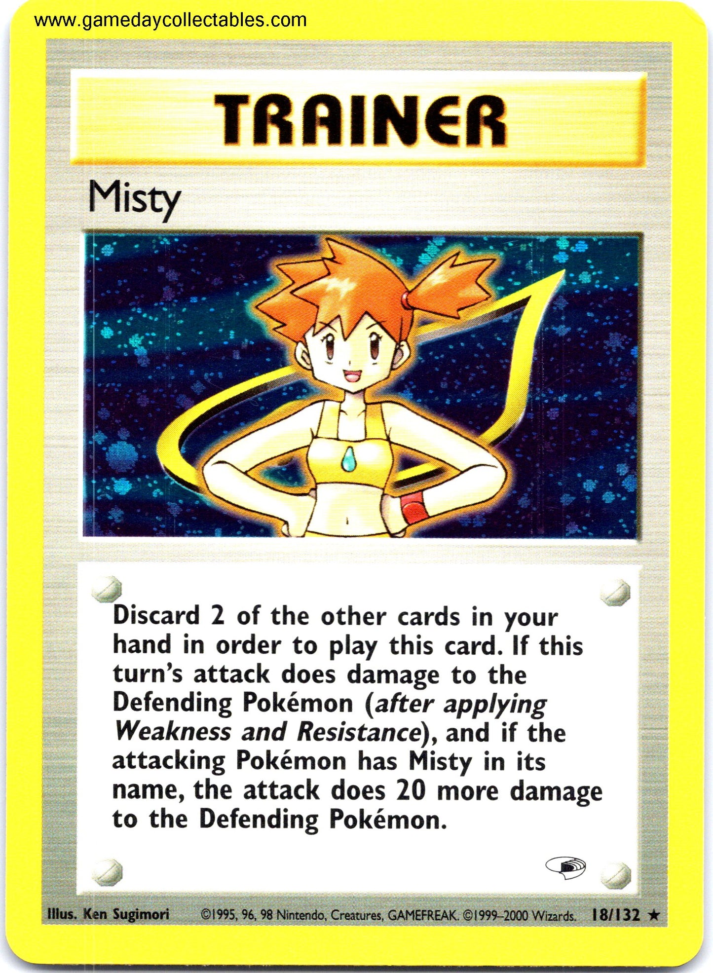 #018 Misty - Gym Heroes - Non Holo Rare (Ungraded Near Mint)