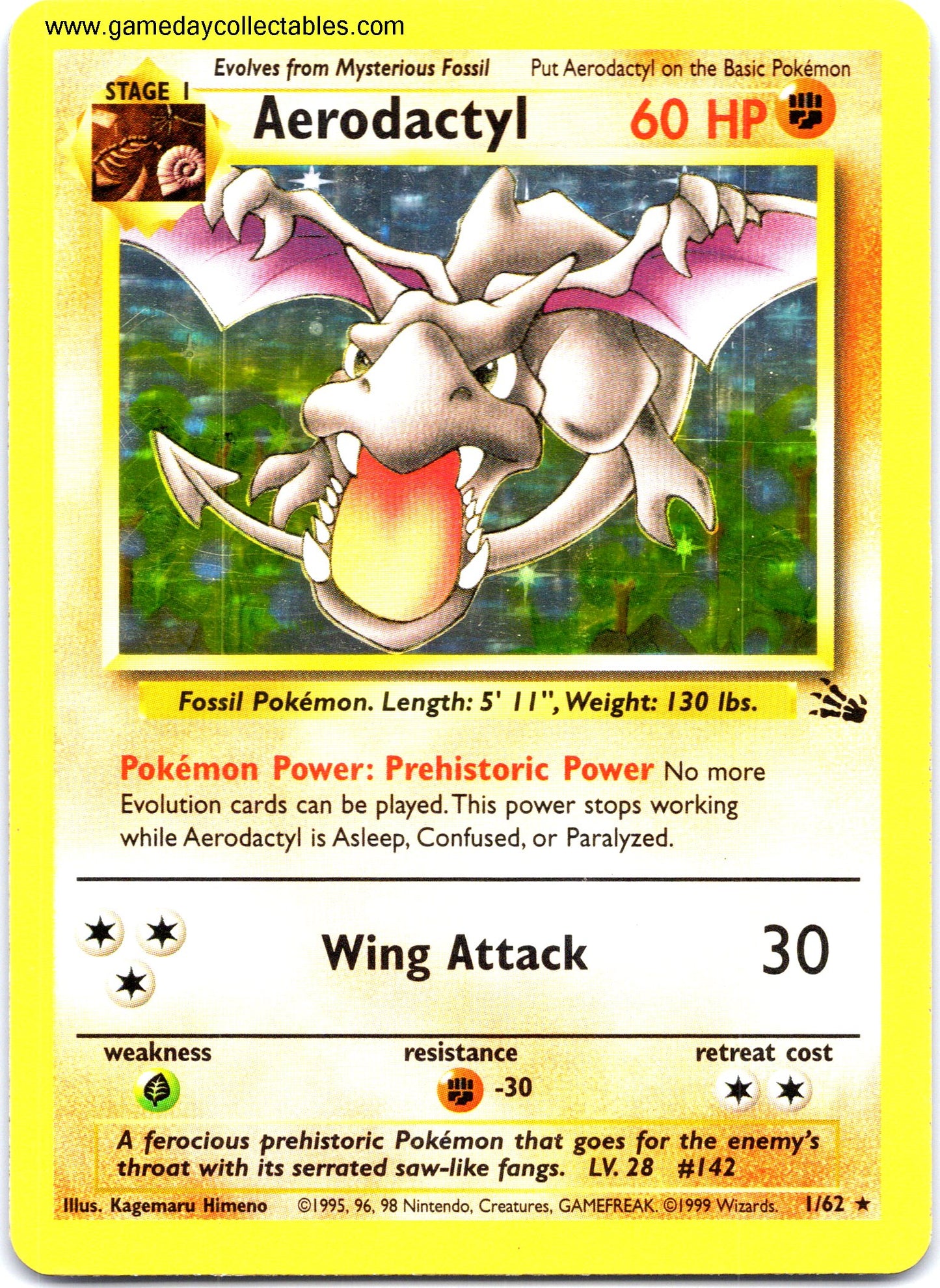 #01 Aerodactyl - Fossil - Holo Rare (Ungraded Near Mint)
