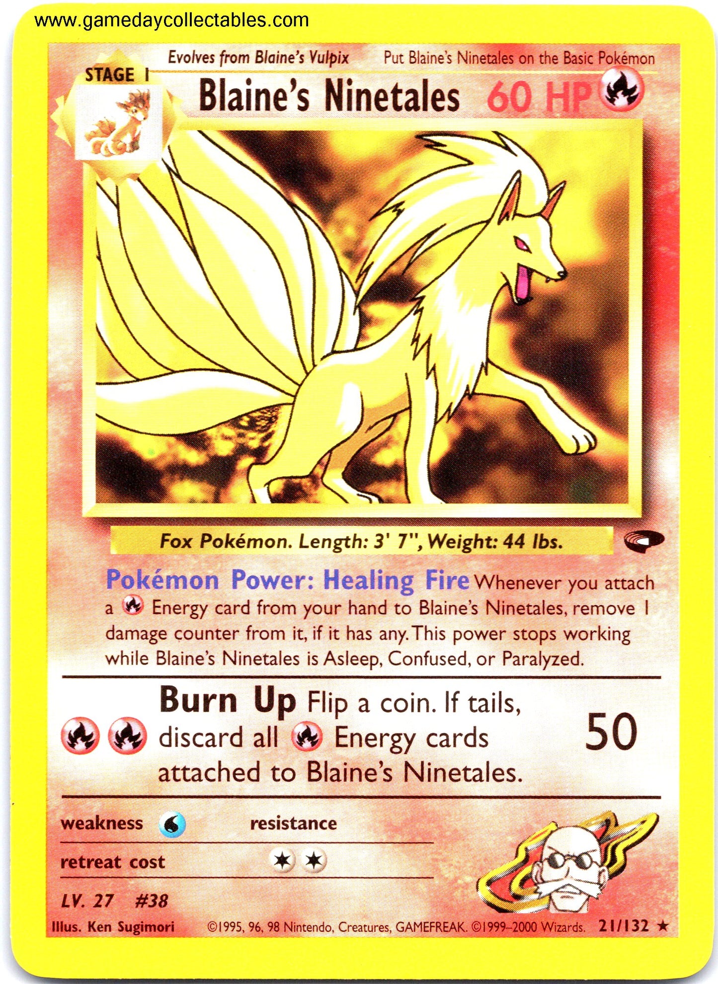 #021 Blaine's Ninetales - Gym Challenge - Non Holo Rare (Ungraded Near Mint)