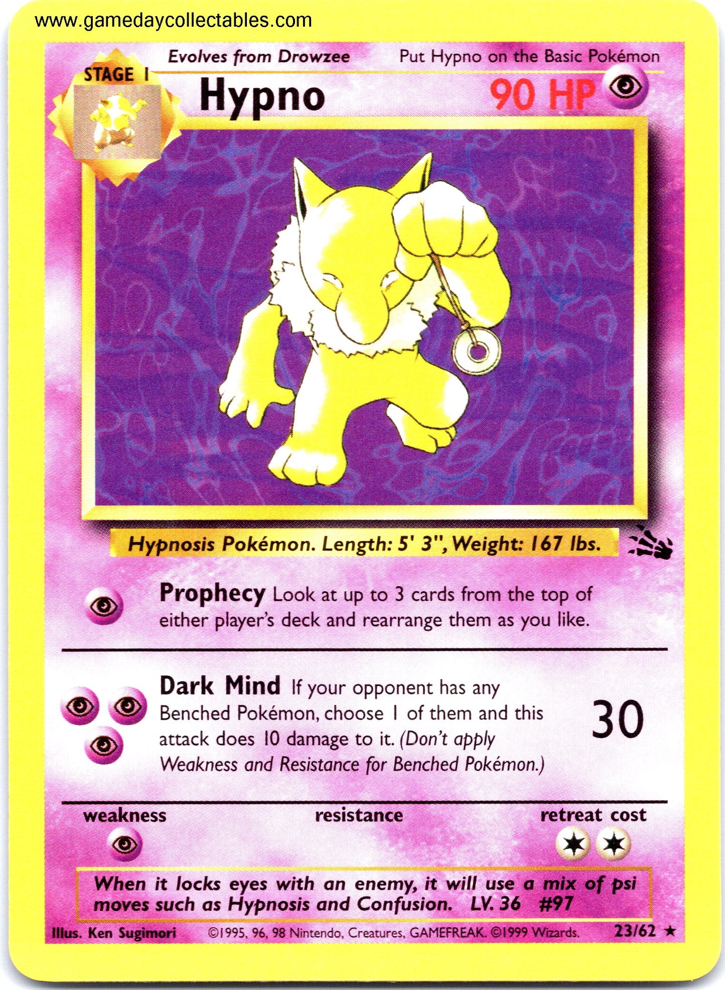 #23 Hypno - Fossil - Holo Rare (Ungraded Near Mint)