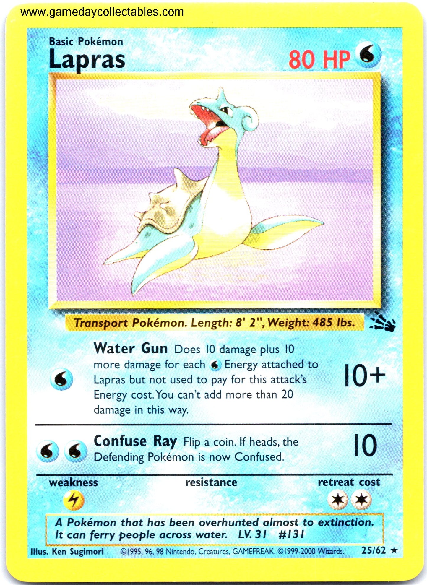 #25 Lapras - Fossil - Non Holo Rare (Ungraded Near Mint)