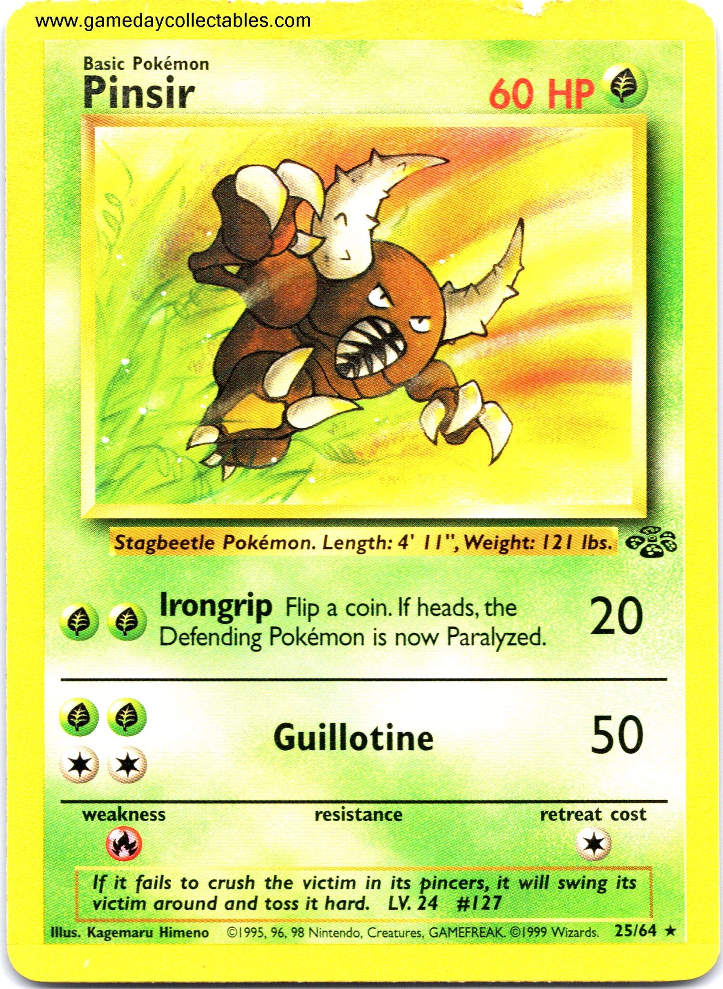 #25 Pinsir - Jungle - Non Holo Rare (Ungraded Near Mint)