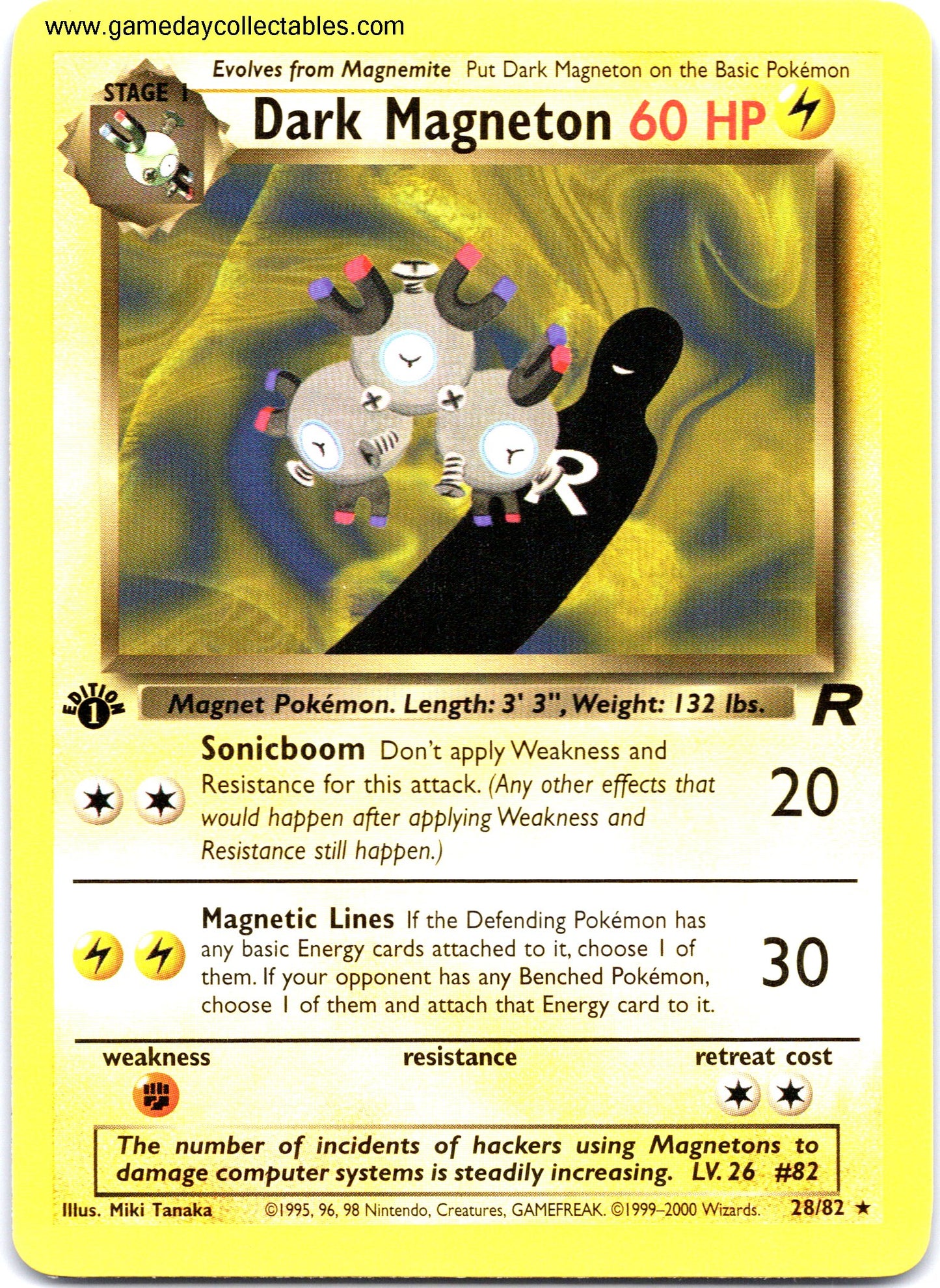 #28 Dark Magneton - Team Rocket - 1st Ed Non Holo Rare (Ungraded Near Mint)