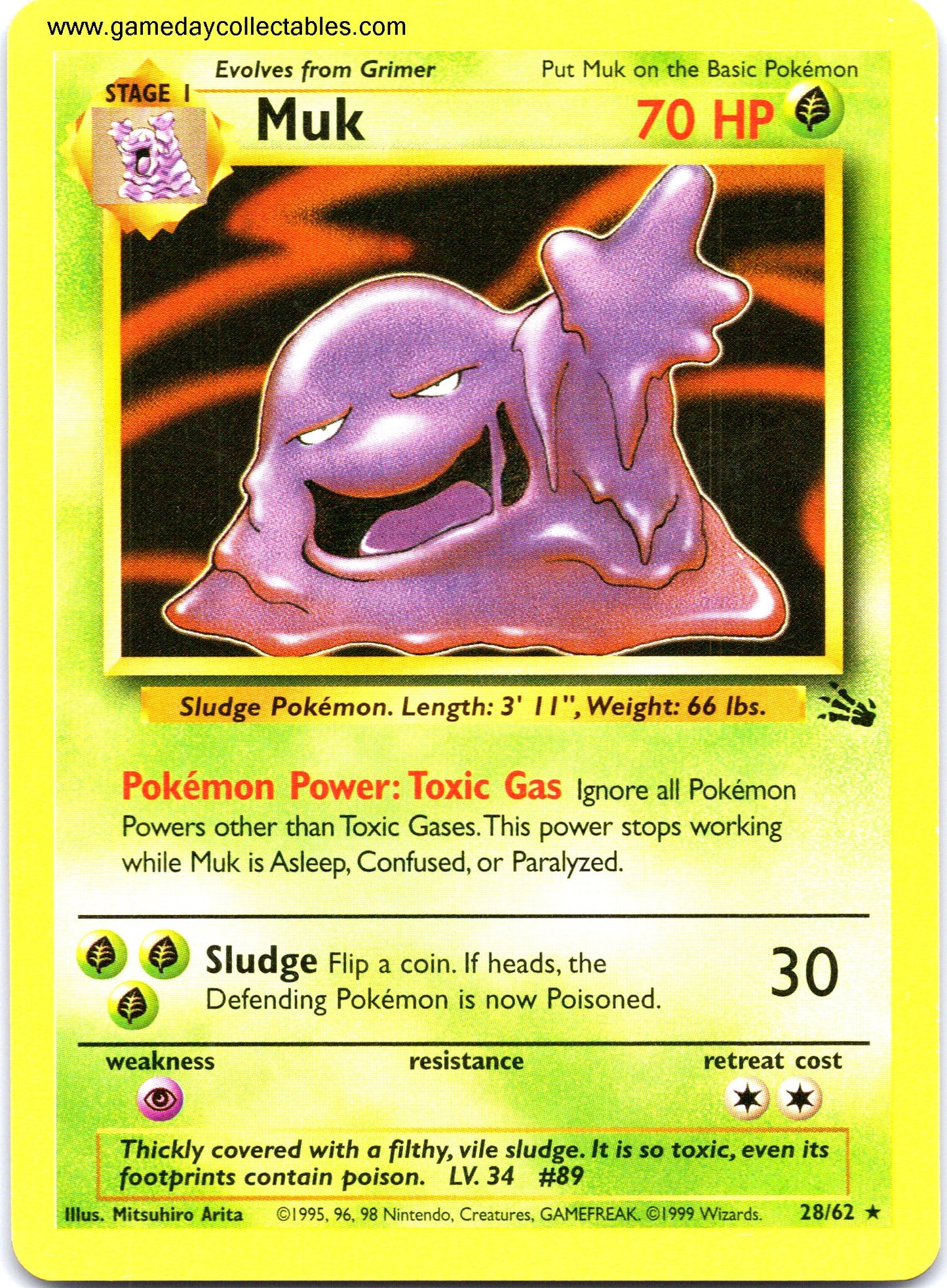 #28 Muk - Fossil - Holo Rare (Ungraded Near Mint)