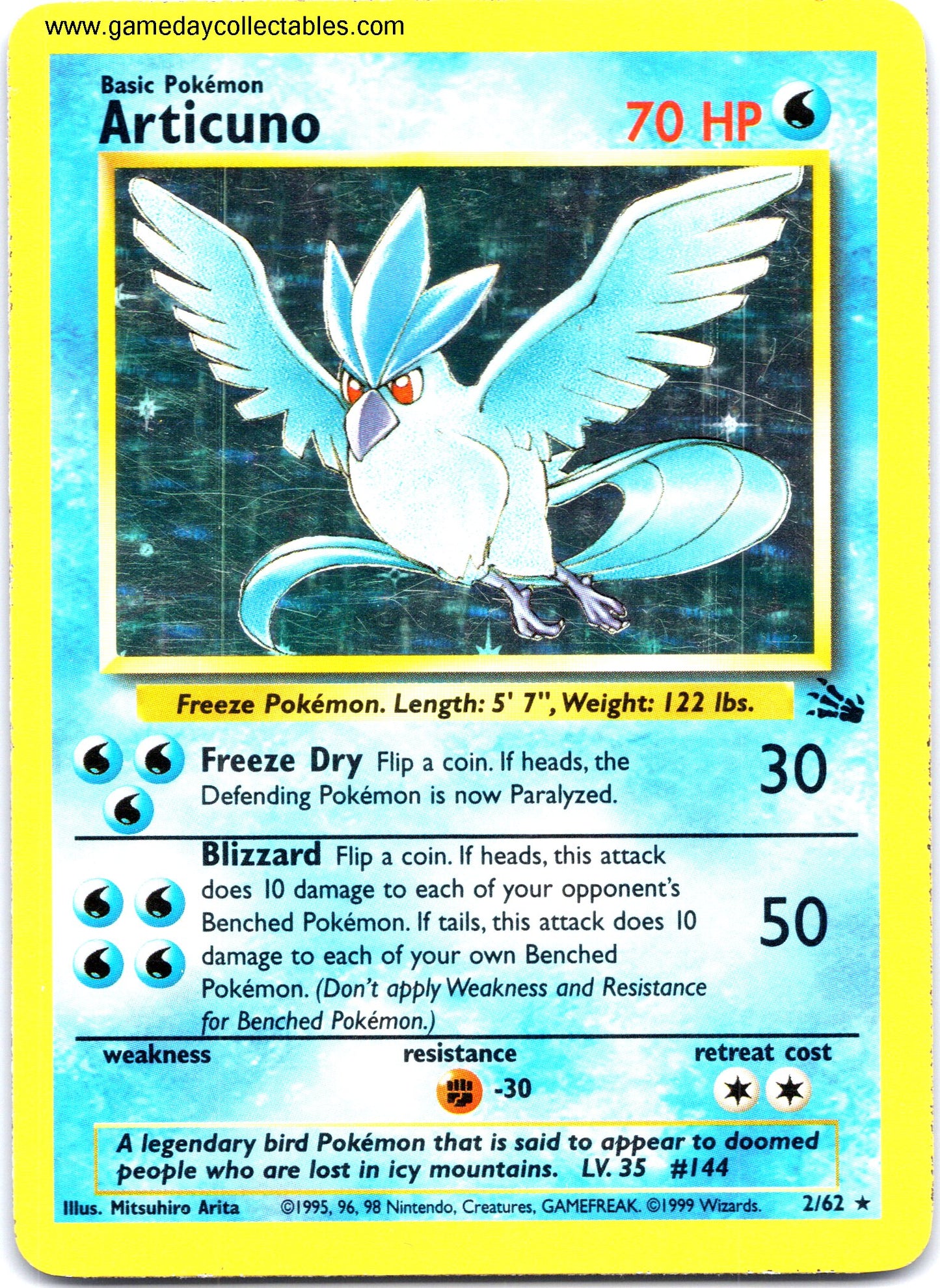 #02 Articuno - Fossil - Holo Rare (Ungraded Near Mint)