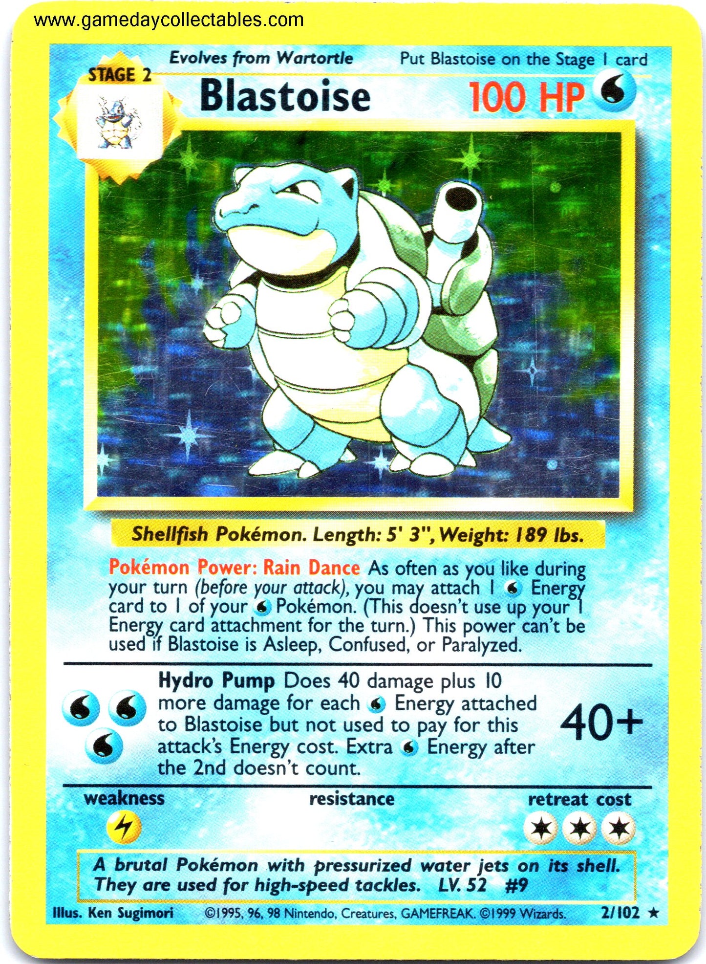 #002 Blastoise - Base Set - Holo Rare (Ungraded Near Mint)