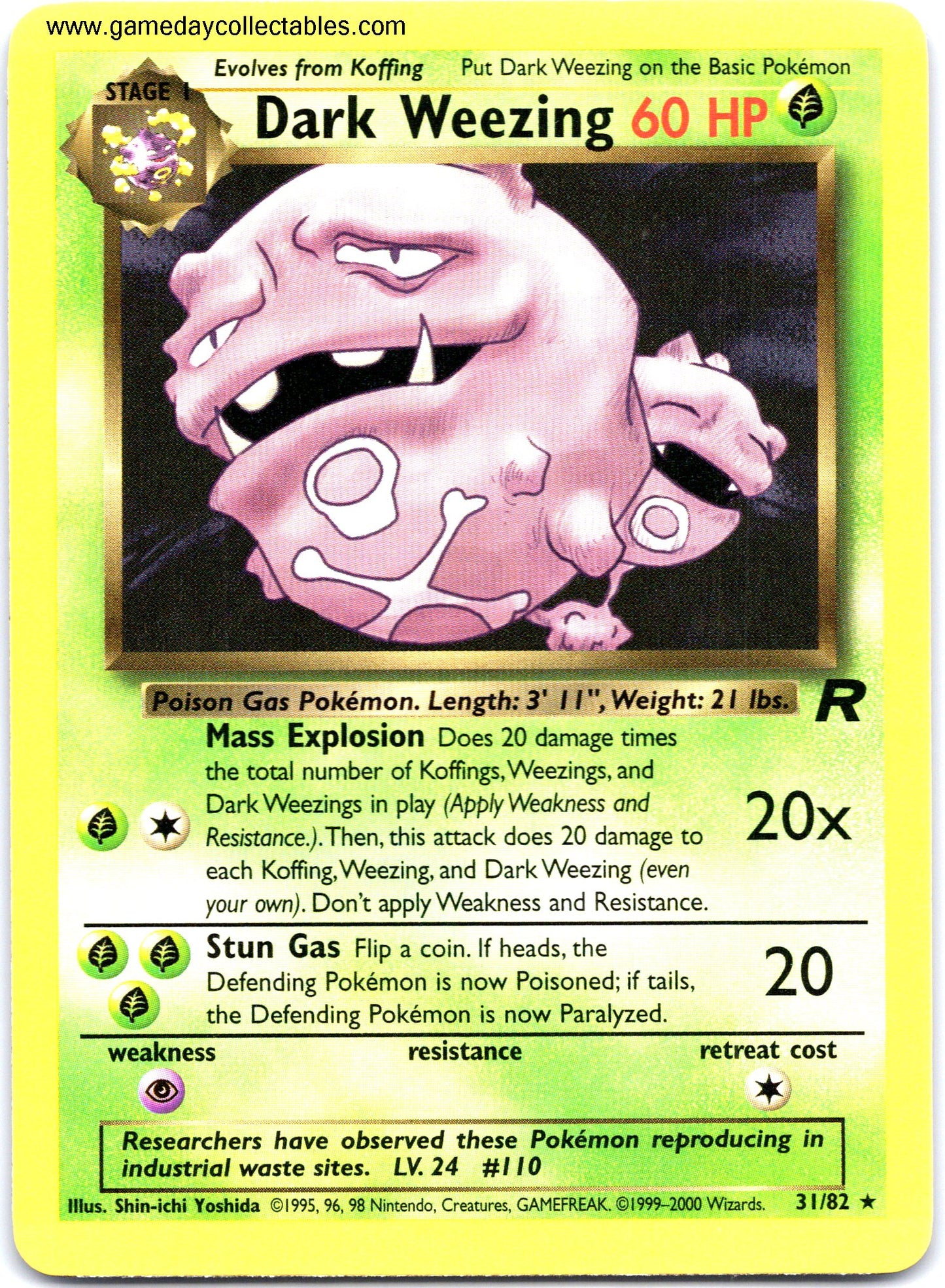 #31 Dark Weezing - Team Rocket - Non Holo Rare (Ungraded Near Mint)