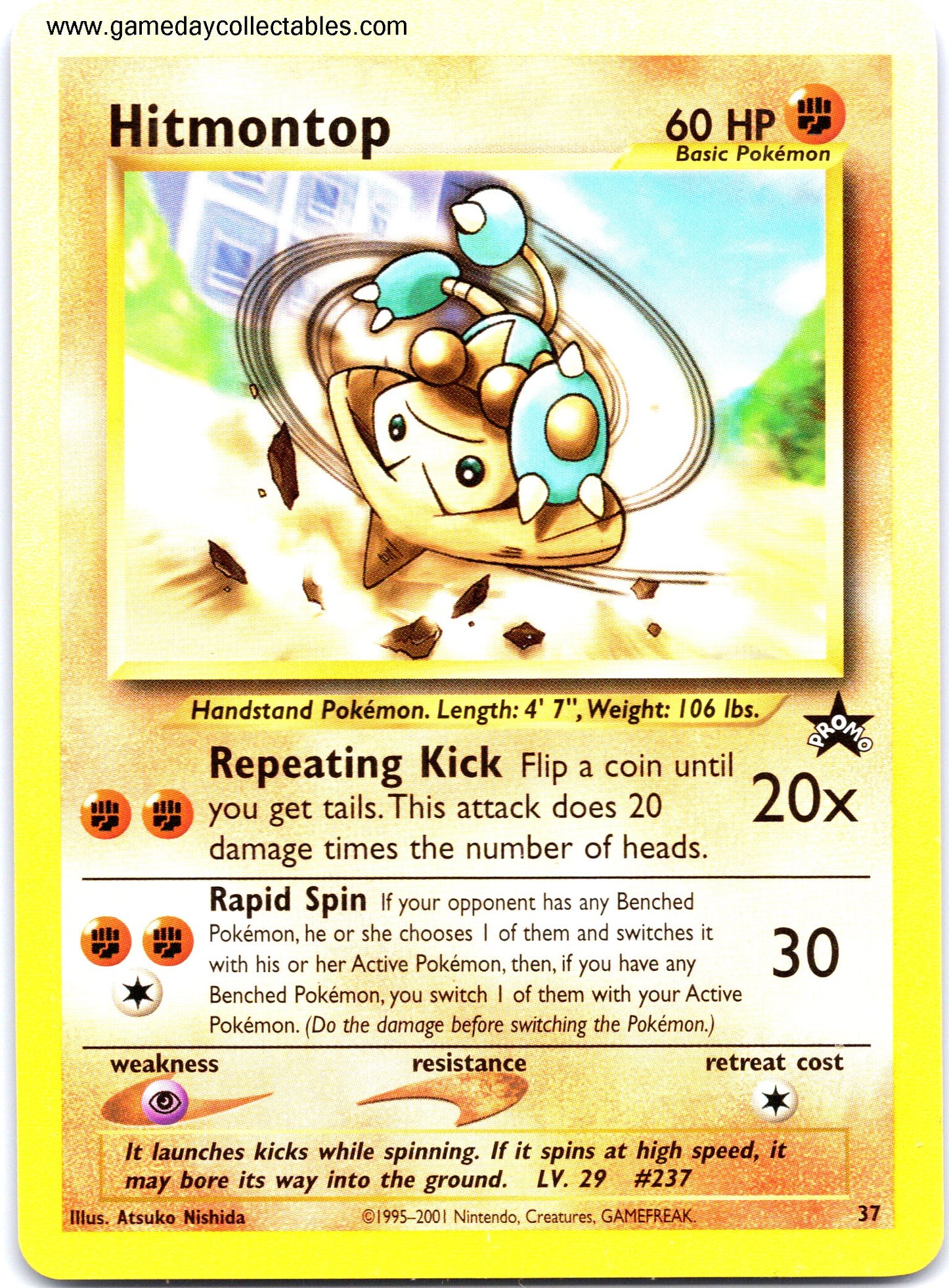 #037 Hitmontop - Black Star Promo (Ungraded Moderately Played)