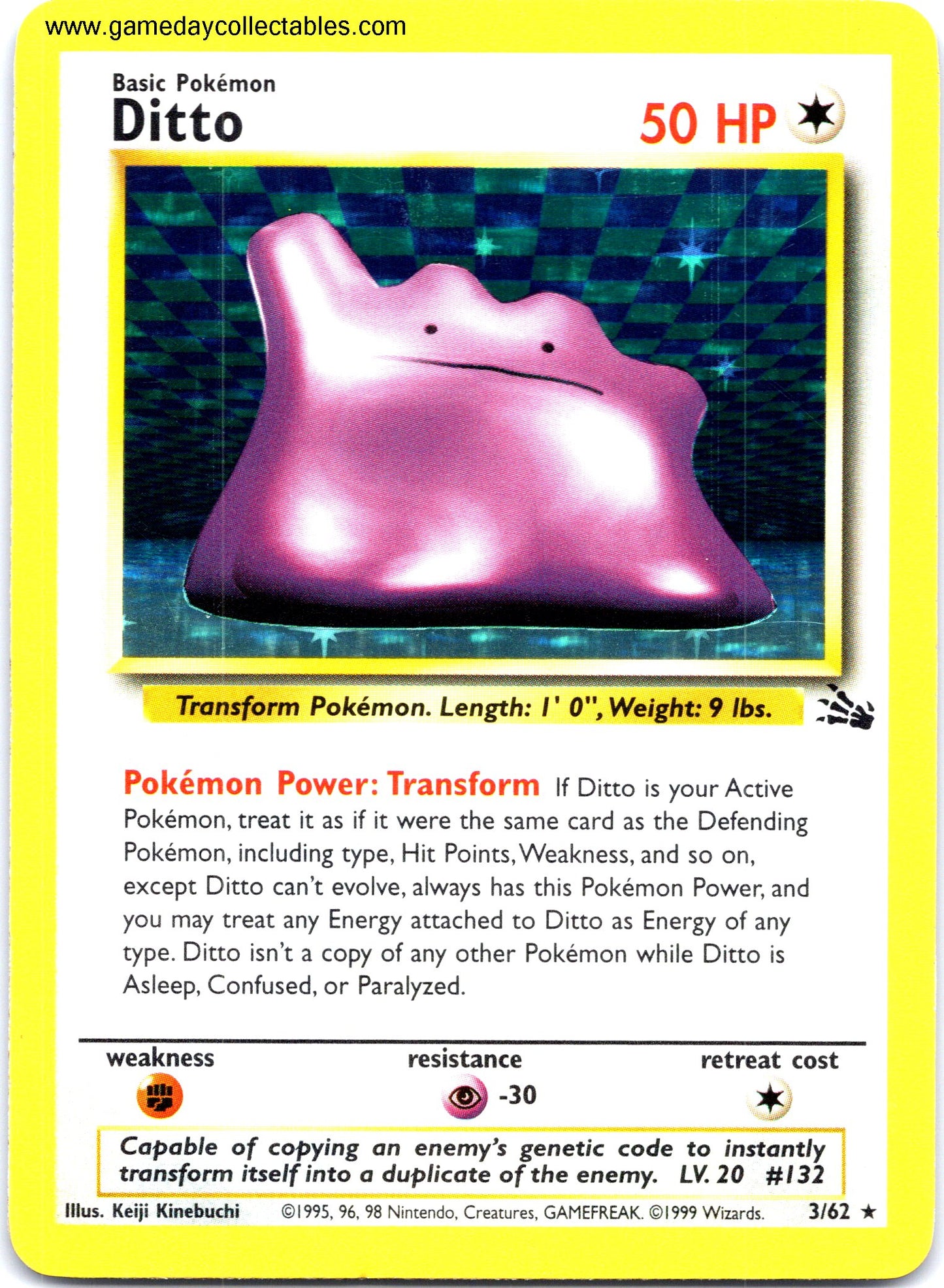 #03 Ditto - Fossil - Holo Rare (Ungraded Near Mint)