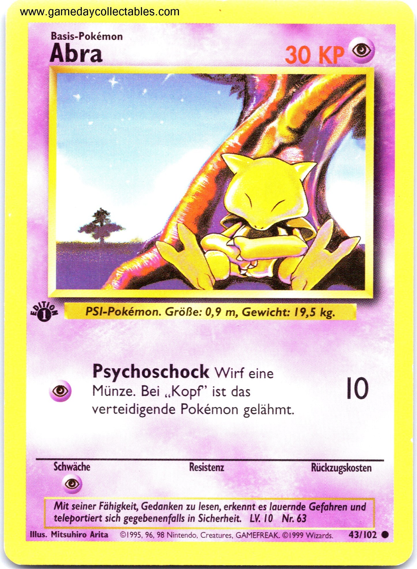 #043/102 Abra - Base Set (German) - 1st Ed Common (Ungraded Near Mint)