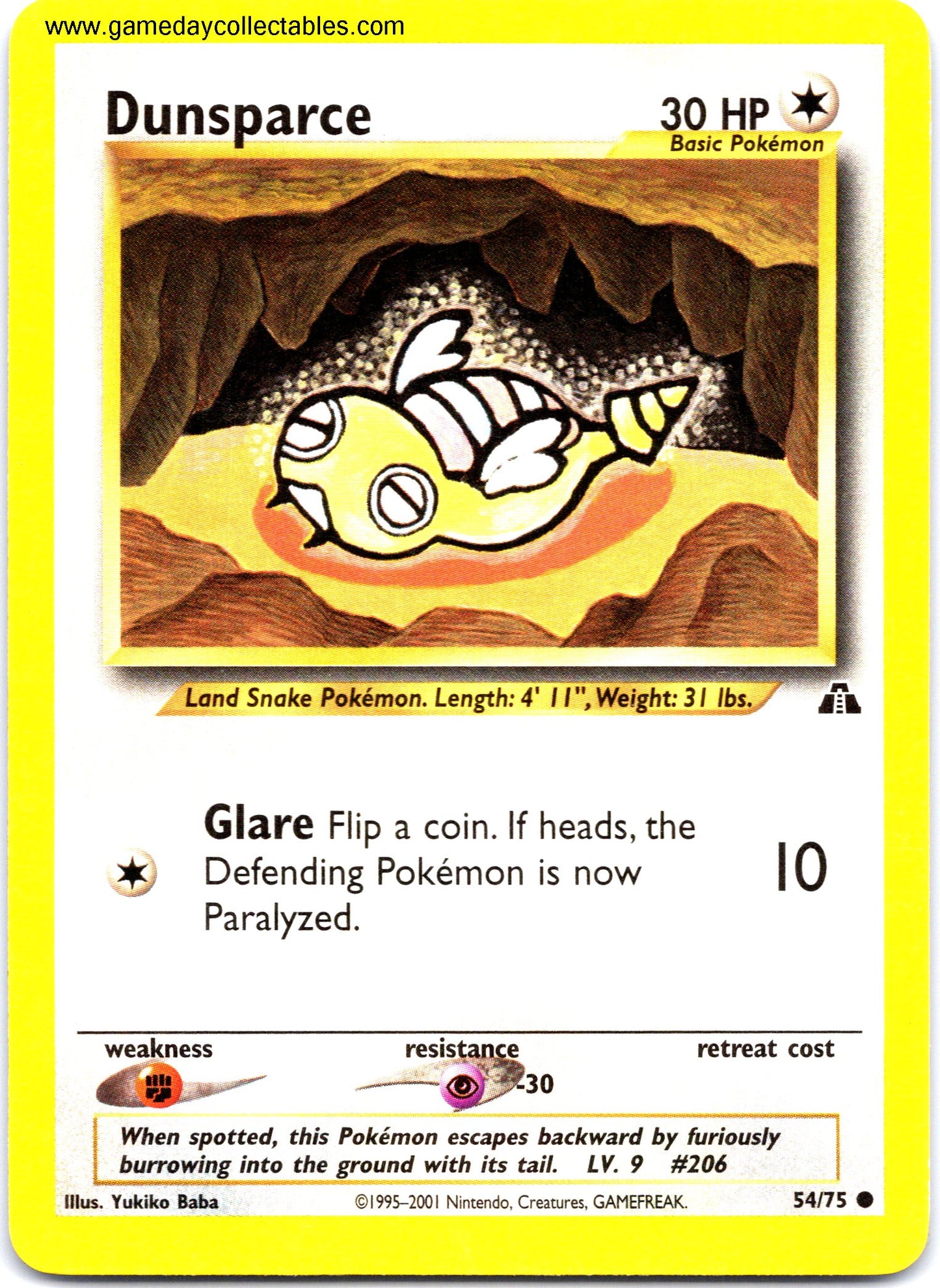 #054 Dunsparce - Neo Discovery - Common (Ungraded Near Mint)