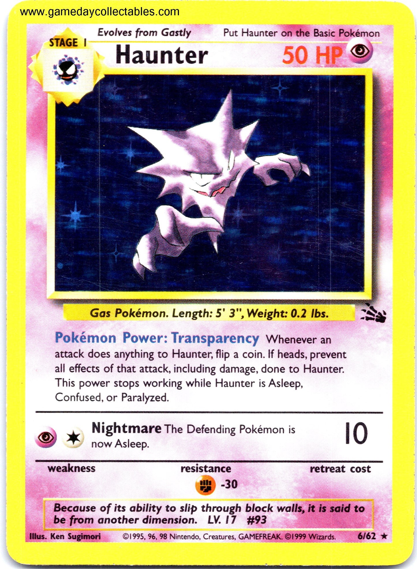 #06 Haunter - Fossil - Holo Rare (Ungraded Near Mint)