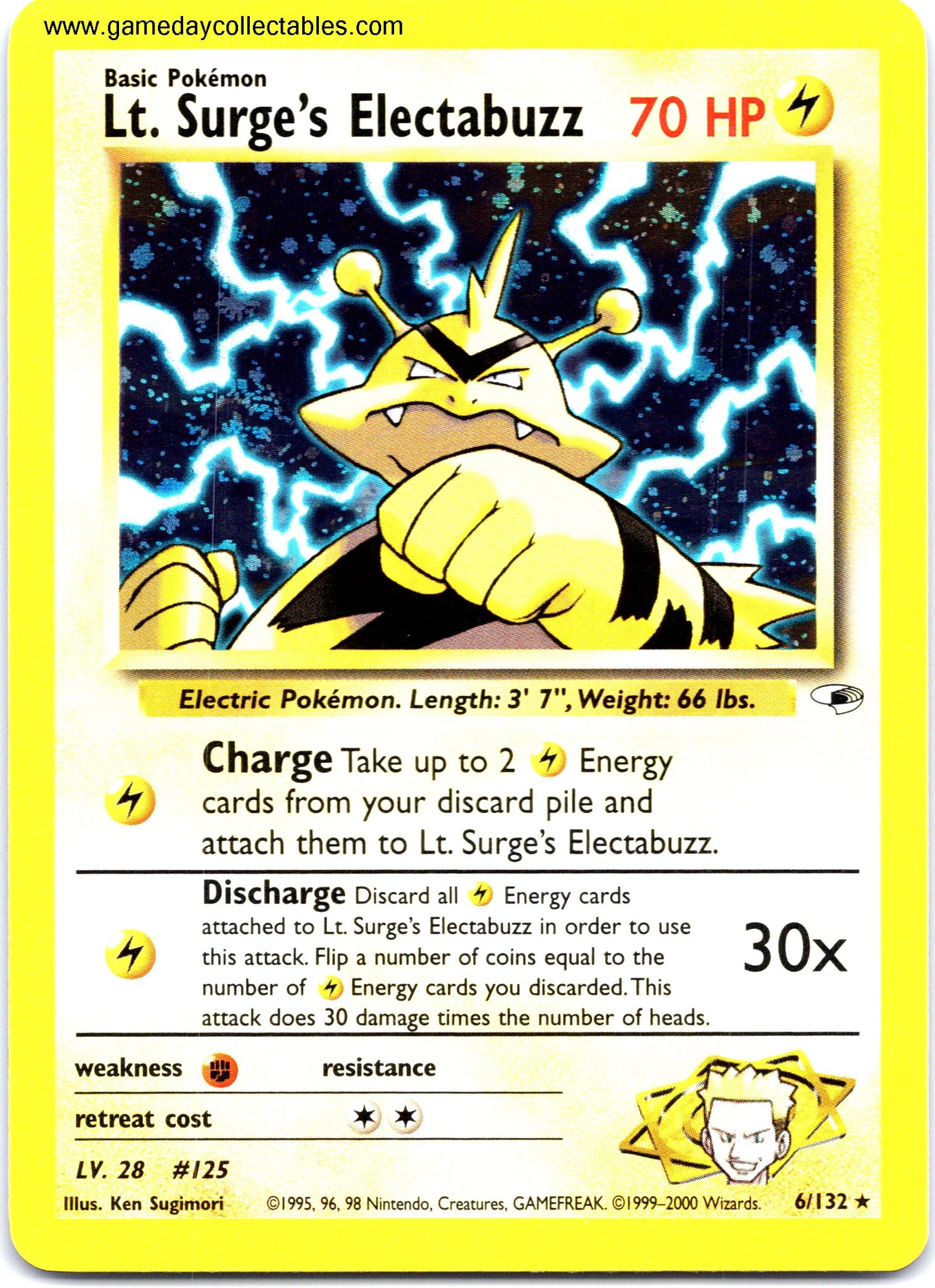 #006 Lt. Surge's Electabuzz - Gym Heroes - Holo Rare (Ungraded Near Mint)