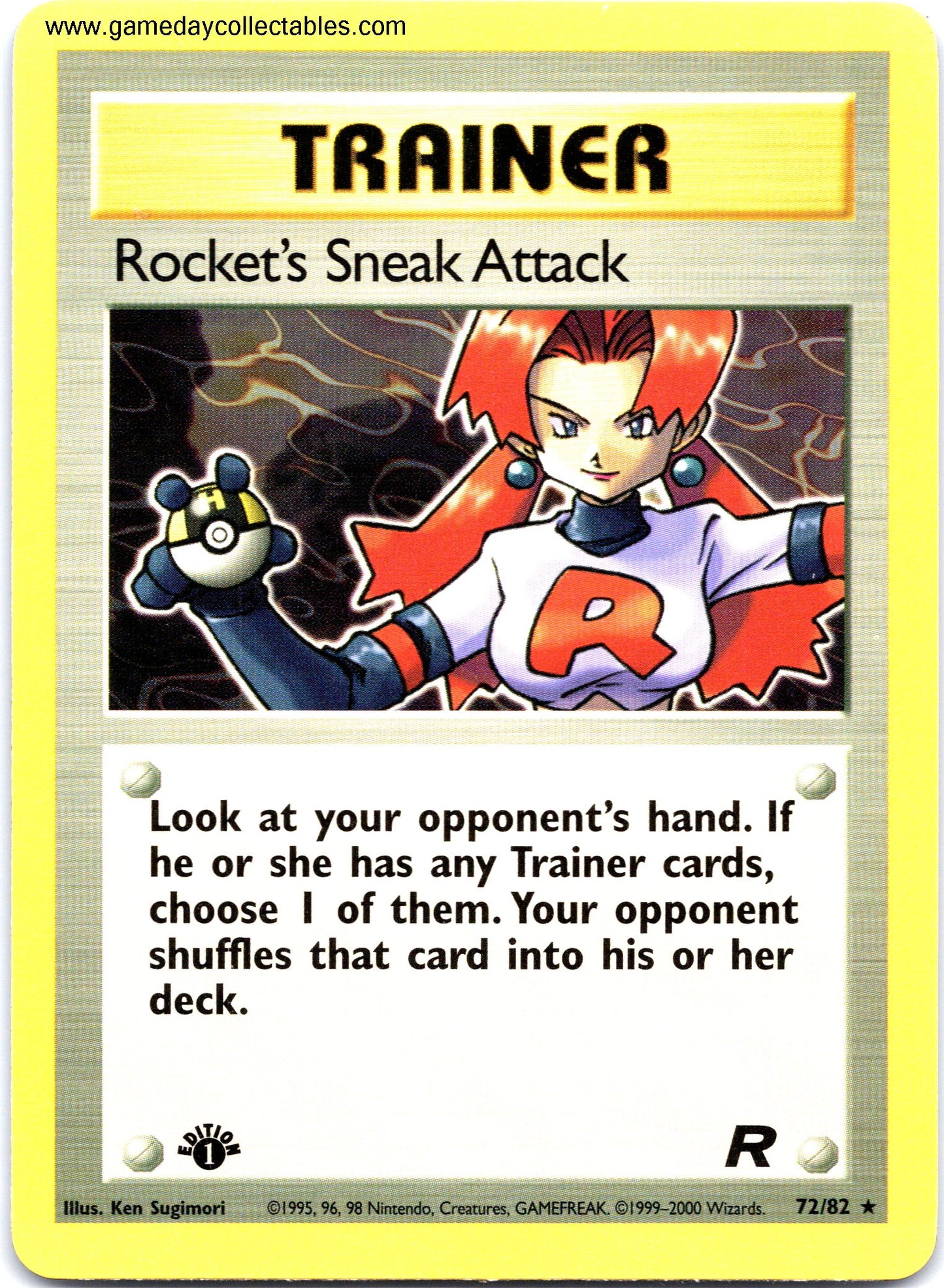 #72 Rocket's Sneak Attack - Team Rocket - 1st Ed Non Holo Rare (Ungraded Near Mint)