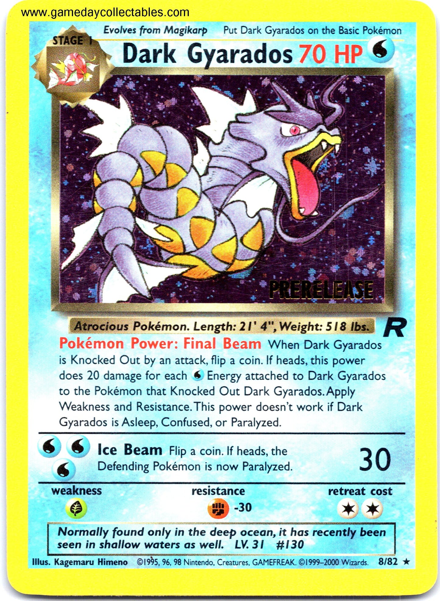 #08 Dark Gyarados - Team Rocket - PRERELEASE Holo Rare (Ungraded Near Mint)