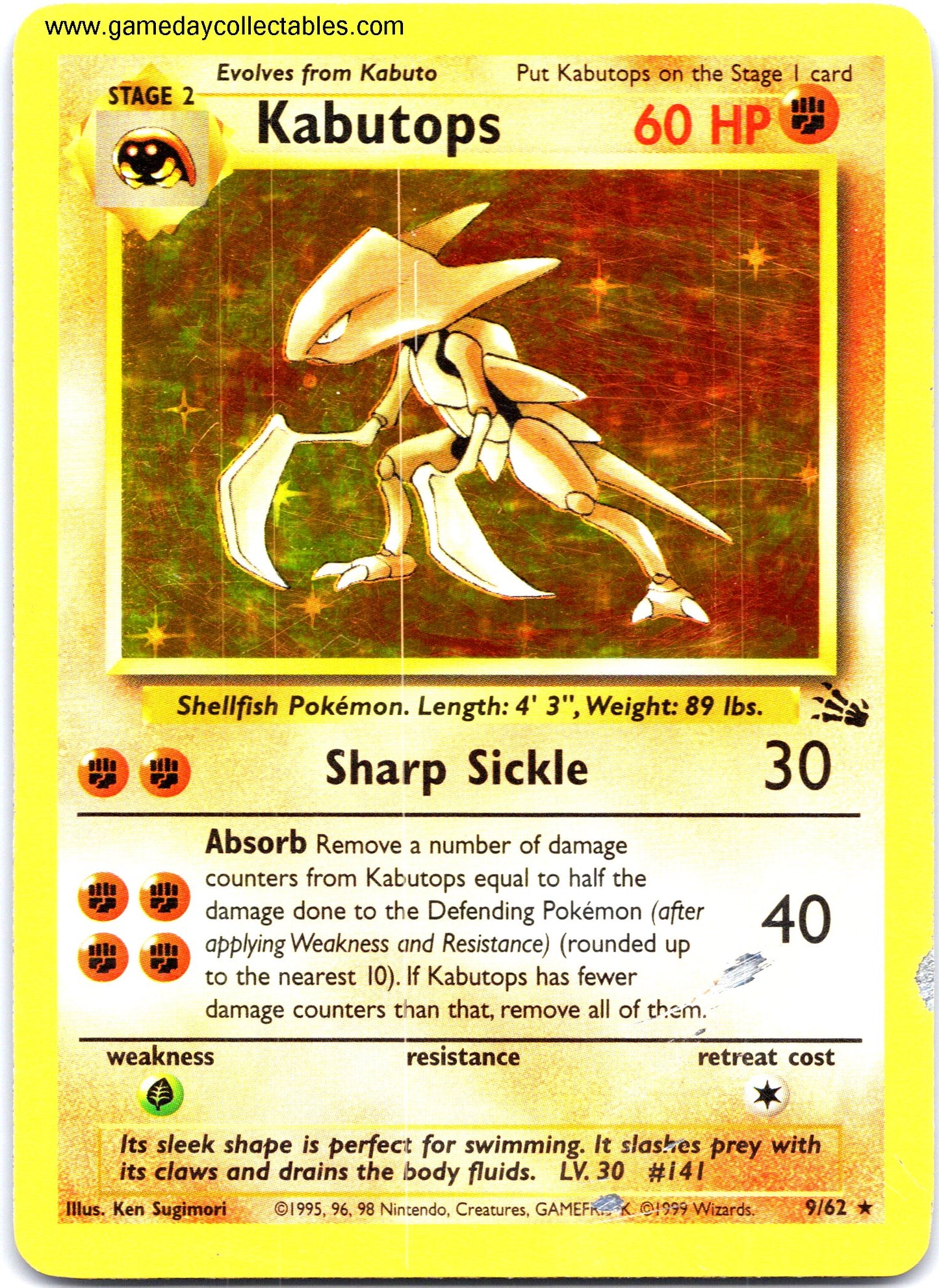 #09 Kabutops - Fossil - Holo Rare (Ungraded Near Mint)
