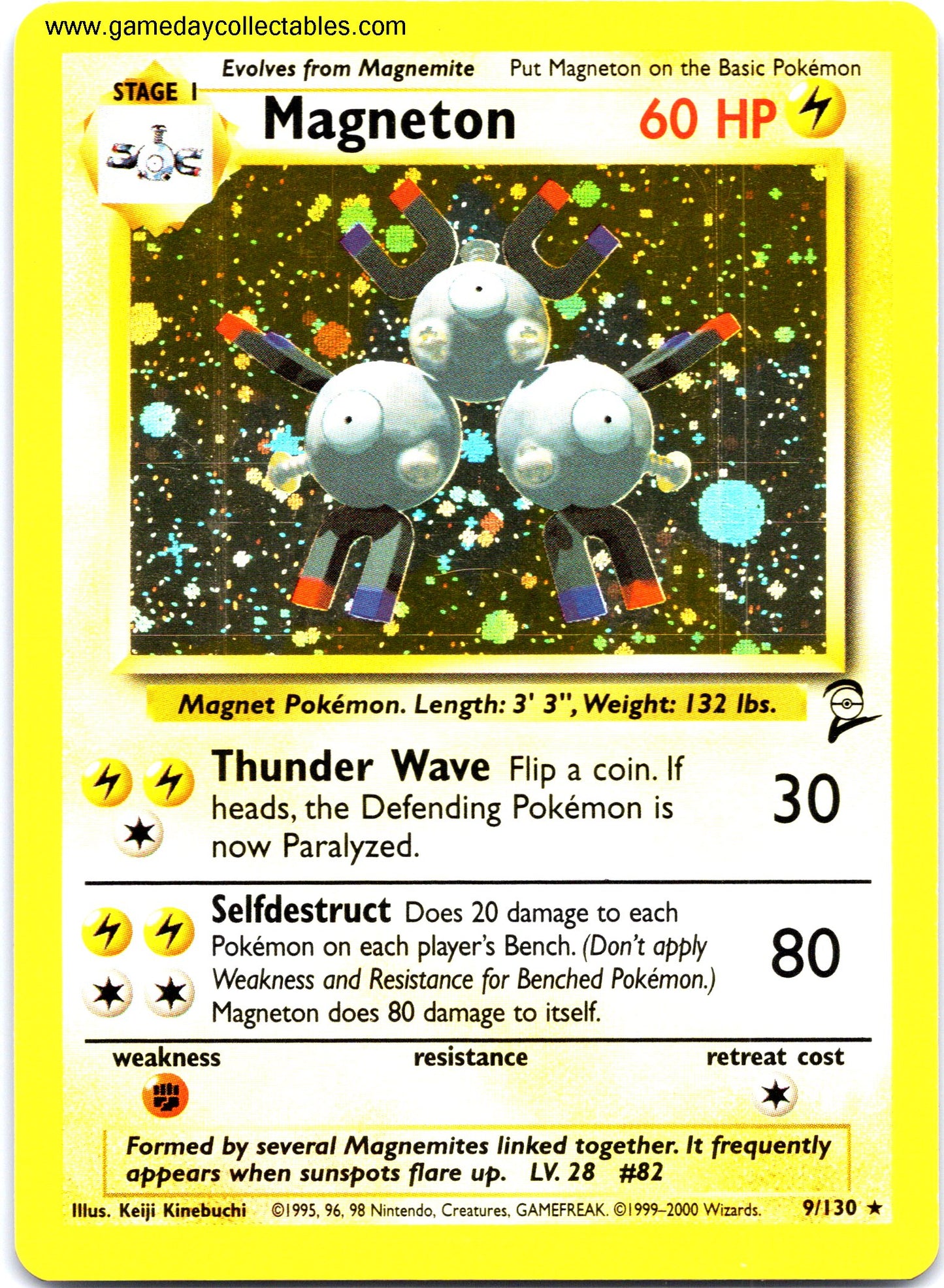 #009 Magneton - Base Set 2 - Holo Rare (Ungraded Near Mint)