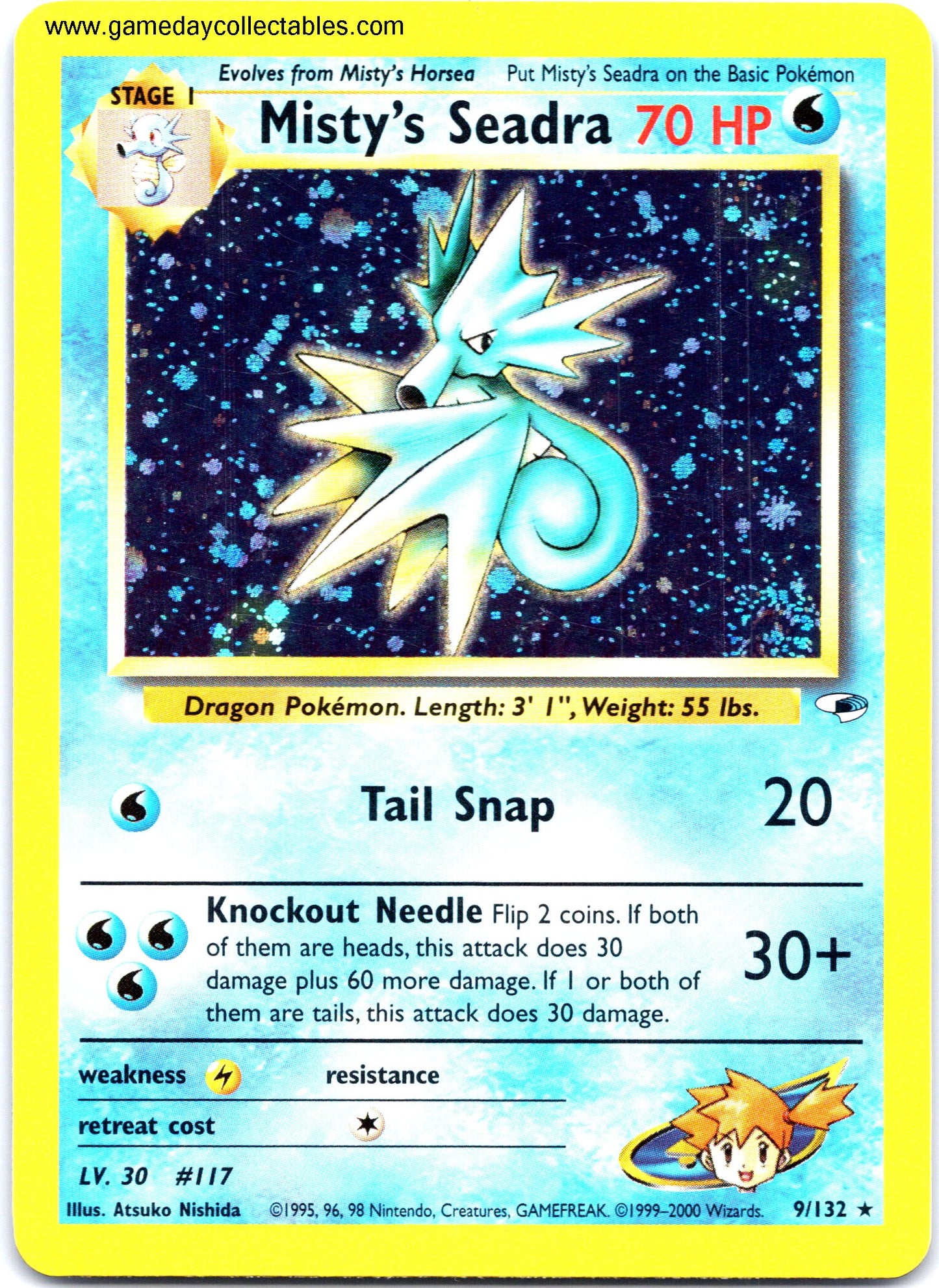 #009 Misty's Seadra - Gym Heroes - Holo Rare (Ungraded Near Mint)