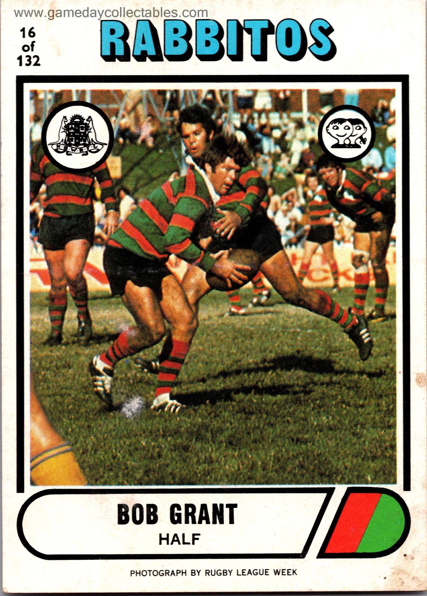 1976 SCANLENS - 016 Bob Grant - South Sydney Rabbitohs
