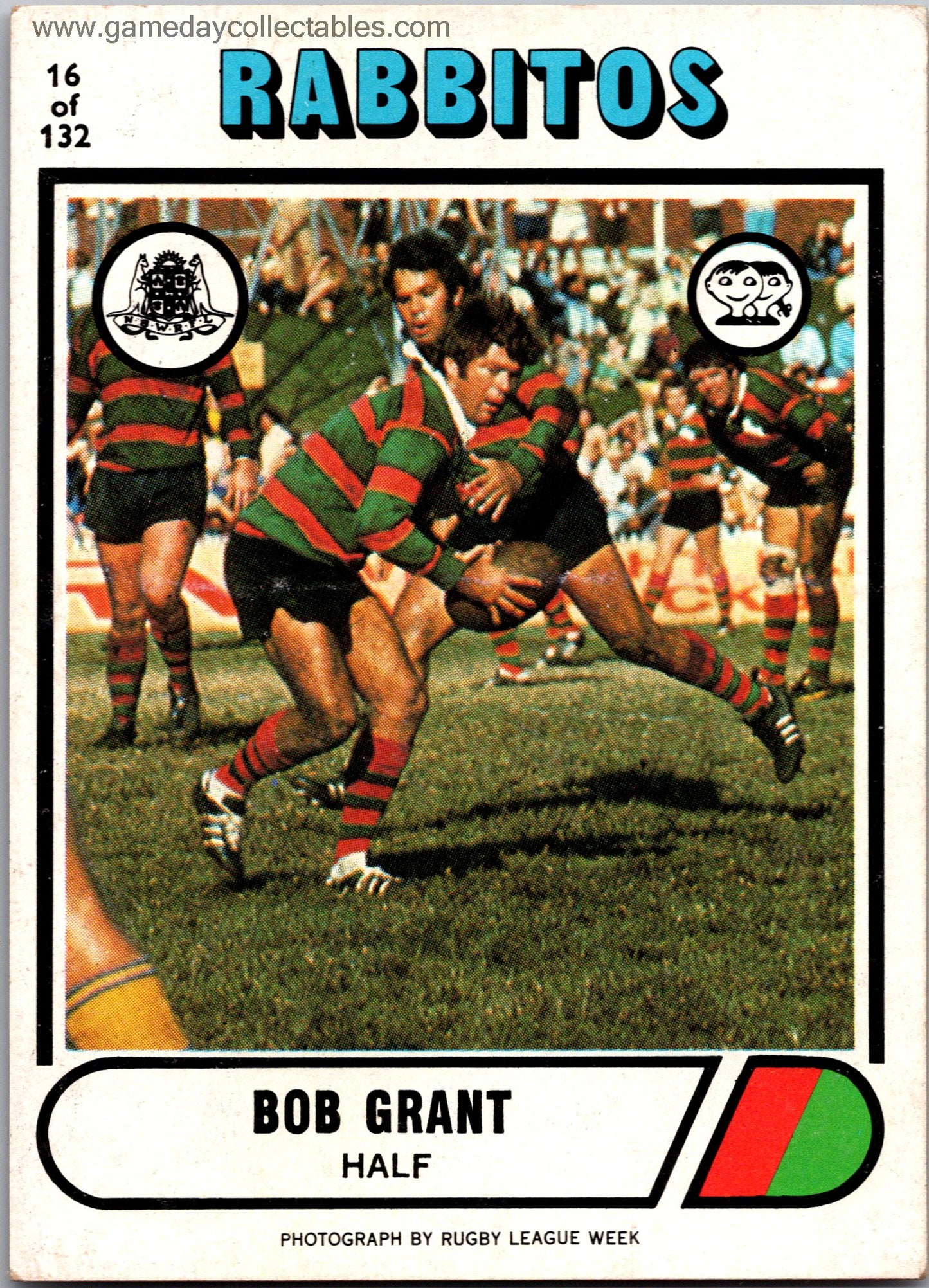 1976 SCANLENS - 016 Bob Grant - South Sydney Rabbitohs