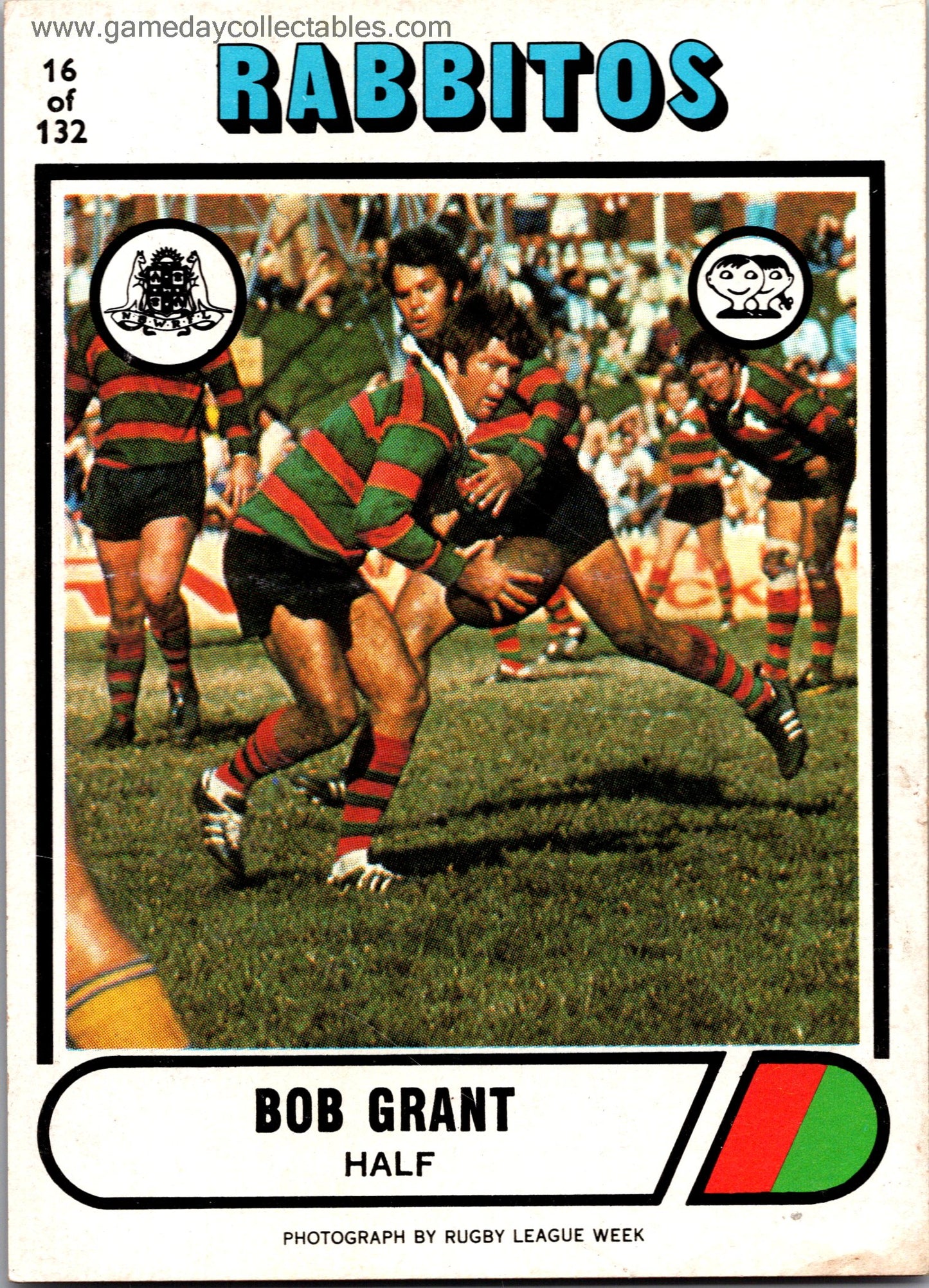 1976 SCANLENS - 016 Bob Grant - South Sydney Rabbitohs