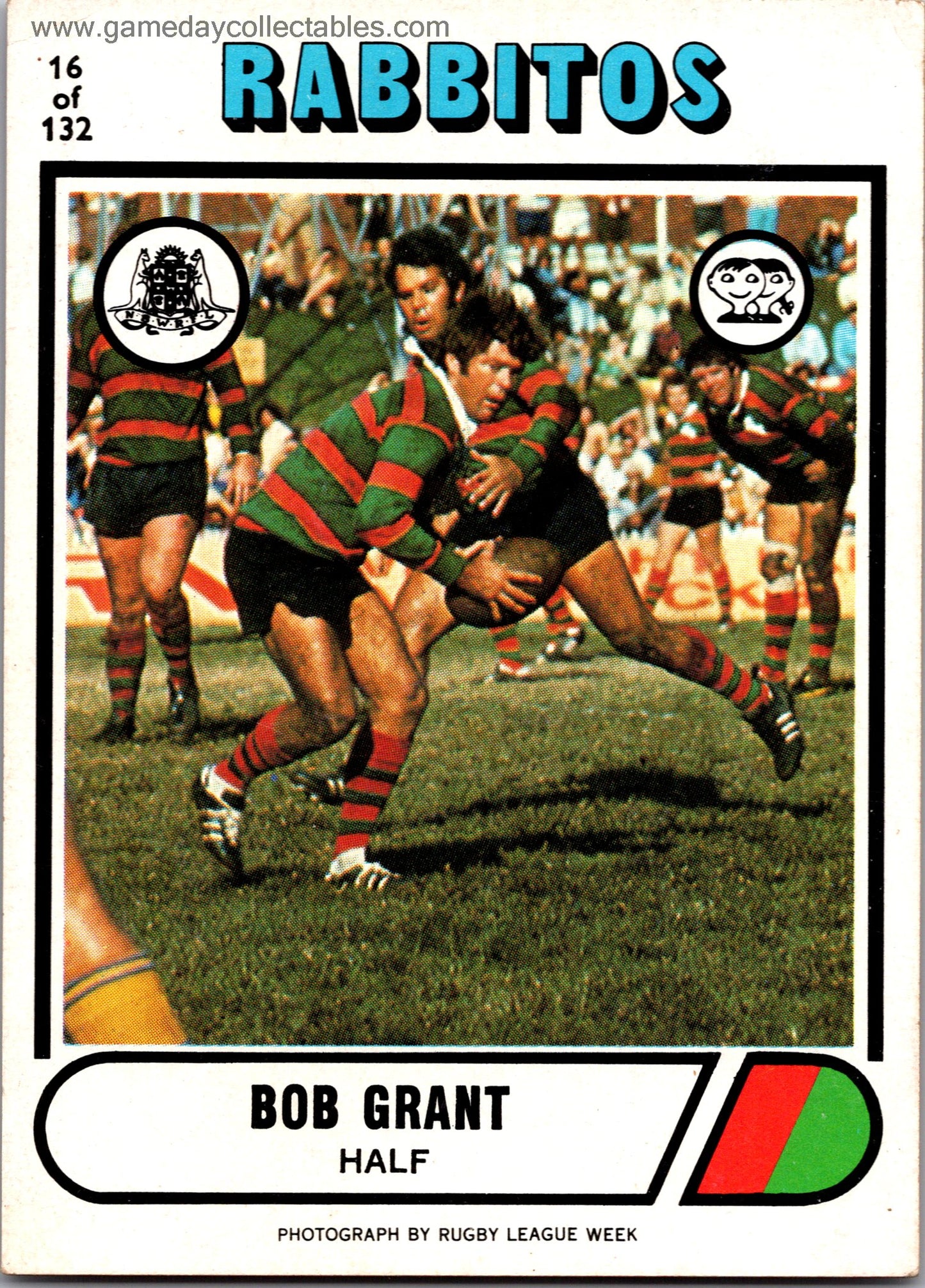 1976 SCANLENS - 016 Bob Grant - South Sydney Rabbitohs
