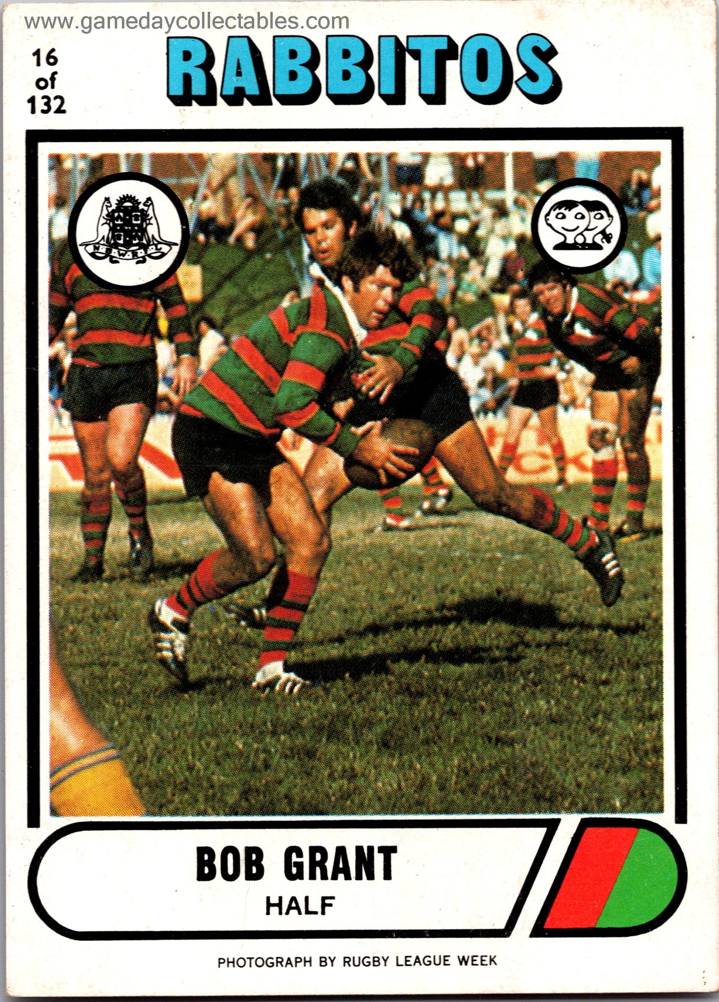 1976 SCANLENS - 016 Bob Grant - South Sydney Rabbitohs
