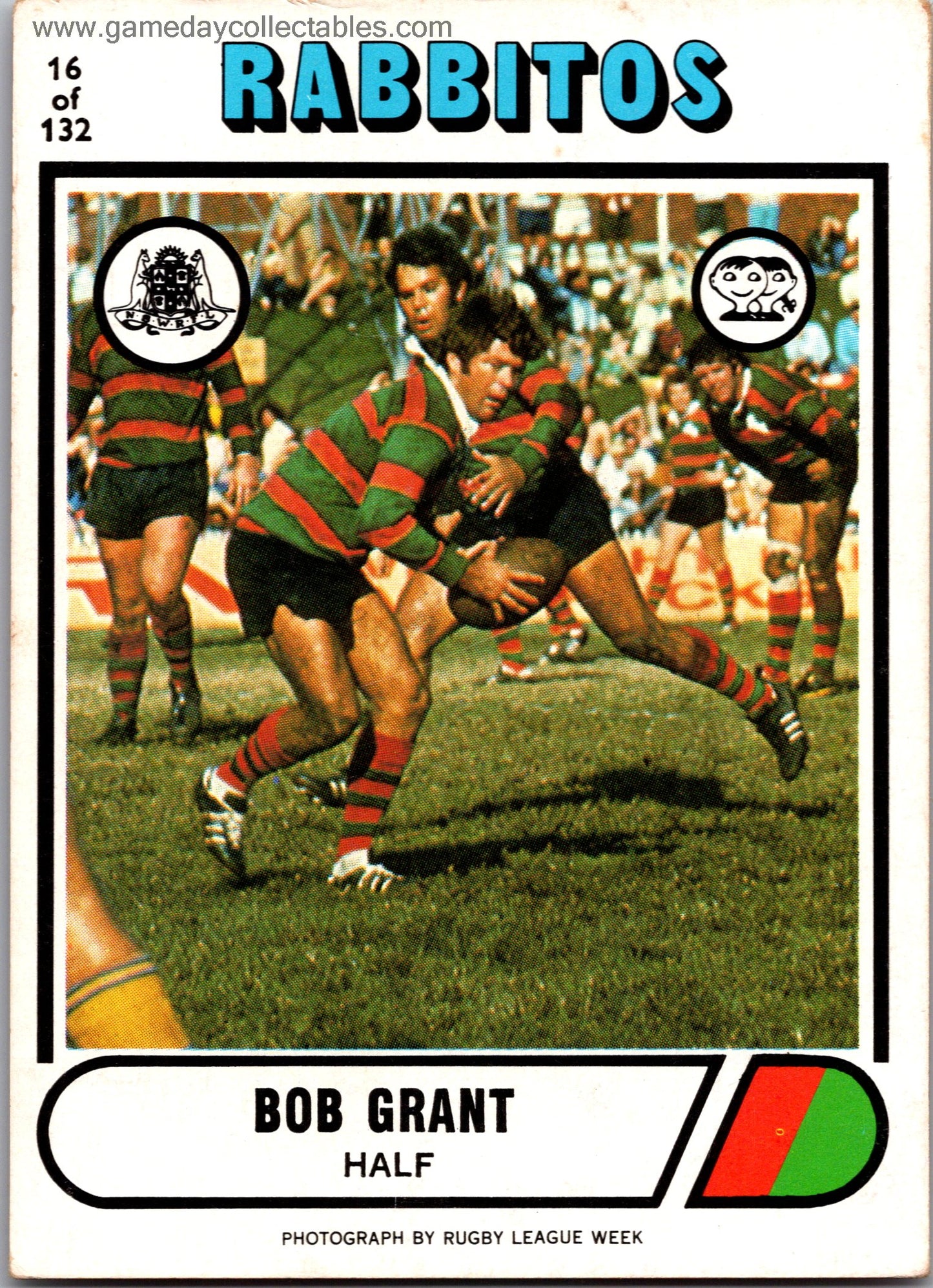 1976 SCANLENS - 016 Bob Grant - South Sydney Rabbitohs