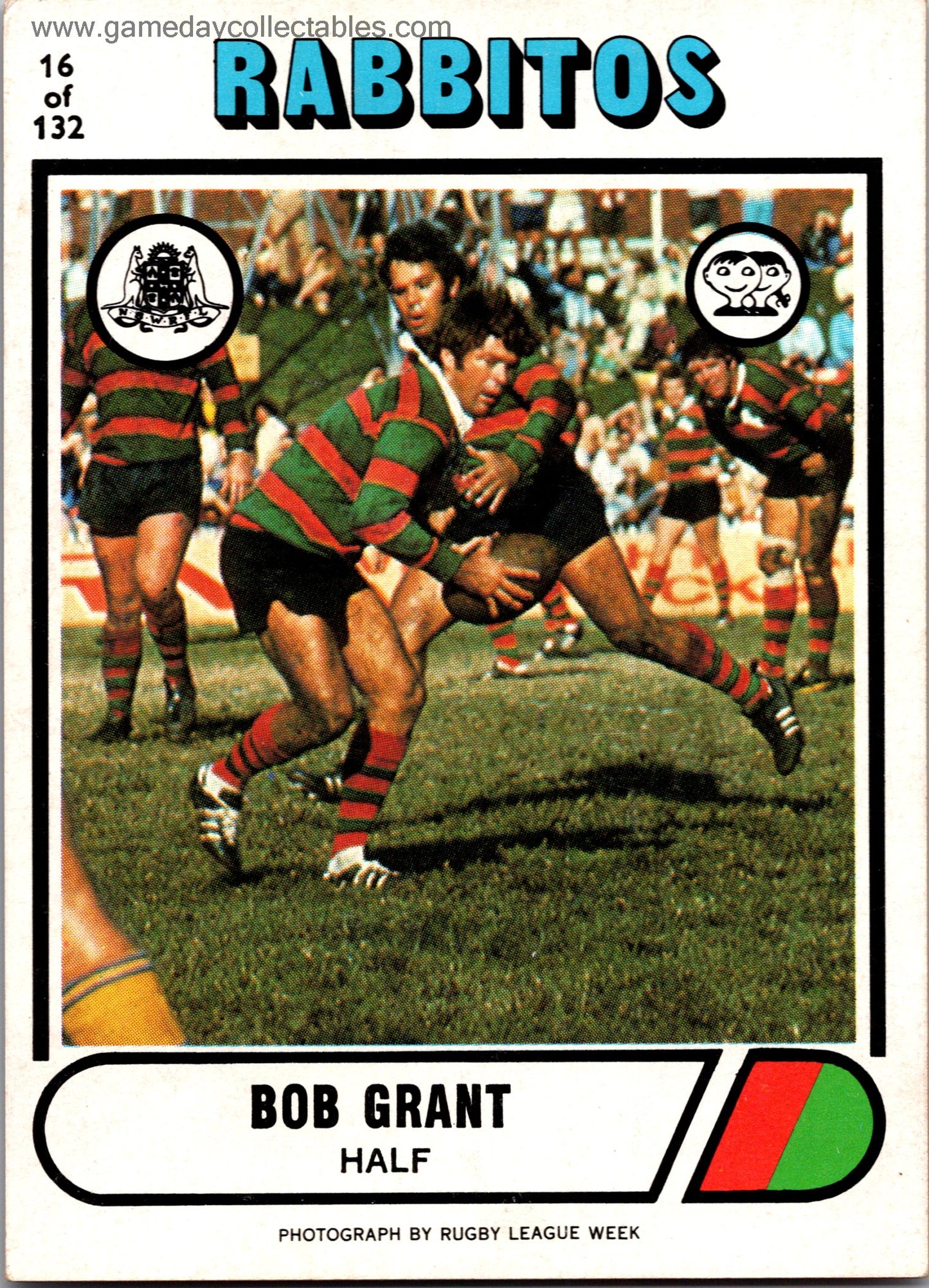 1976 SCANLENS - 016 Bob Grant - South Sydney Rabbitohs