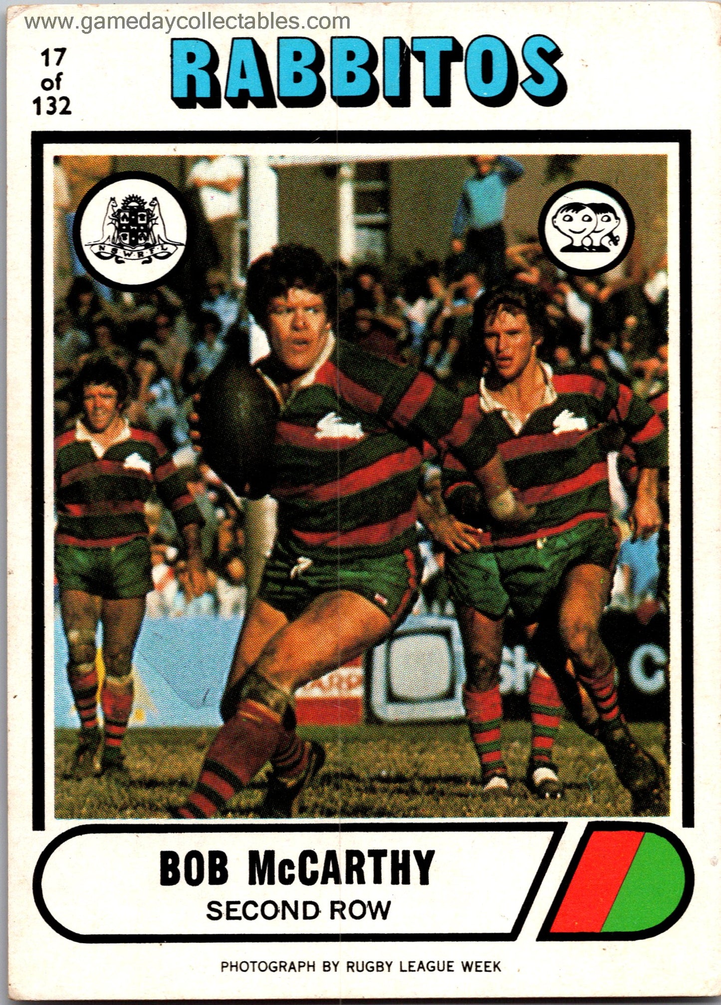 1976 SCANLENS - 017 Bob McCarthy - South Sydney Rabbitohs