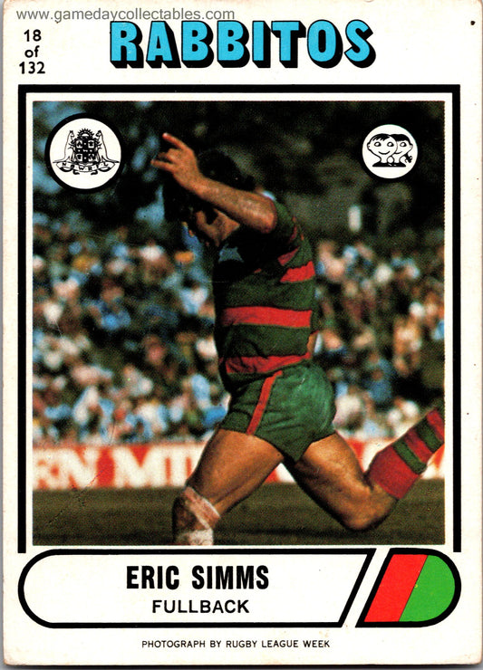 1976 SCANLENS - 018 Eric Simms - South Sydney Rabbitohs