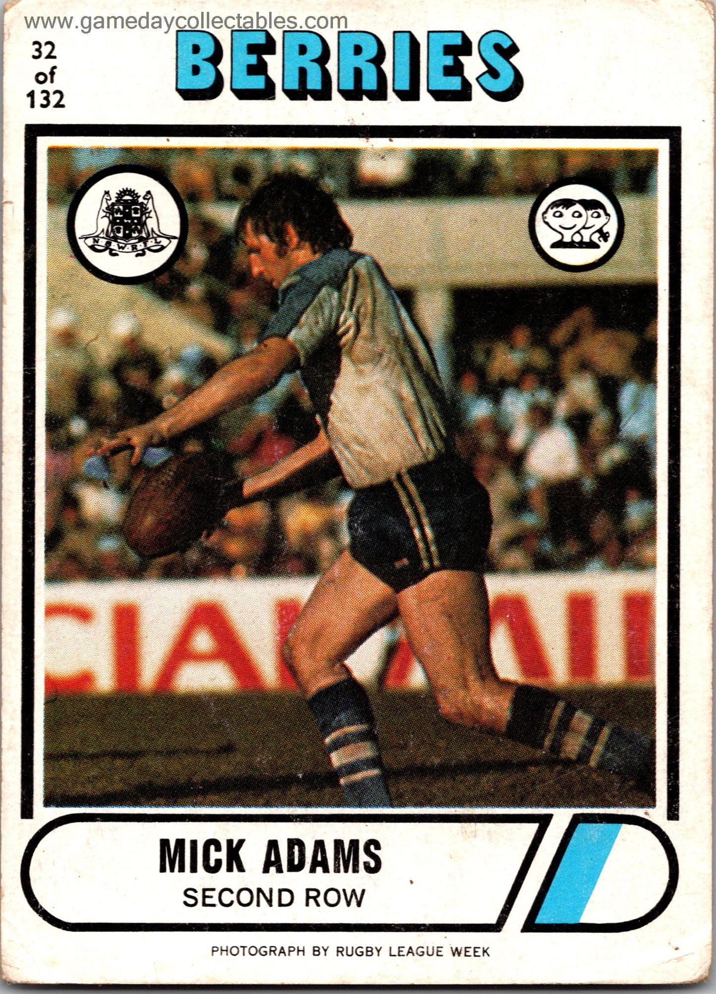 1976 SCANLENS - 032 Mick Adams - Canterbury