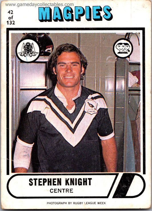 1976 SCANLENS - 042 Stephen Knight - Western Suburbs Magpies