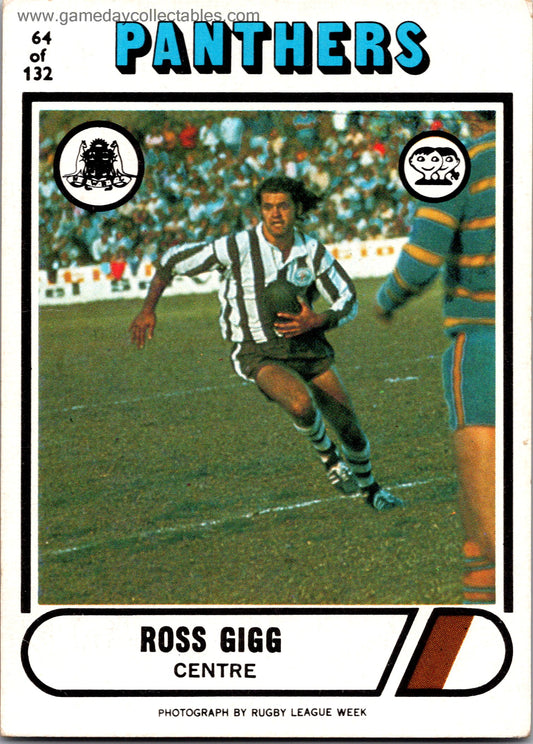 1976 SCANLENS - 064 Ross Gigg - Penrith Panthers