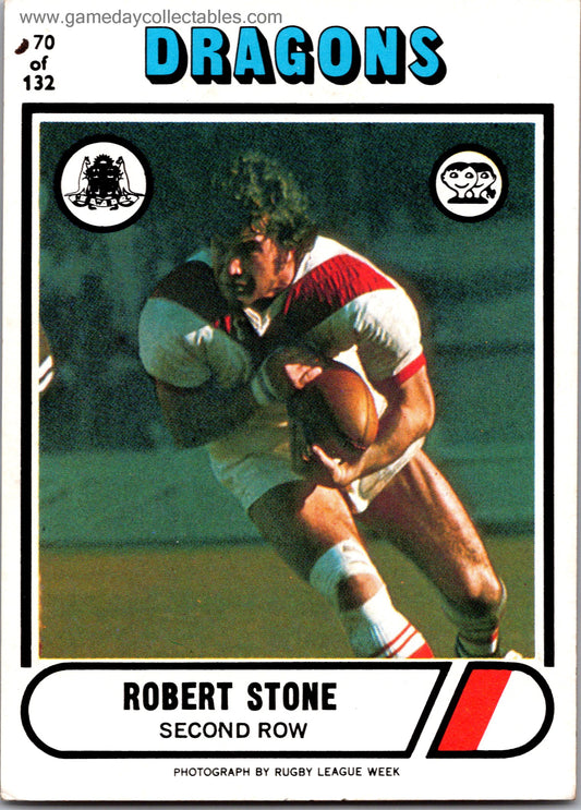 1976 SCANLENS - 070 Robert Stone - St George Dragons