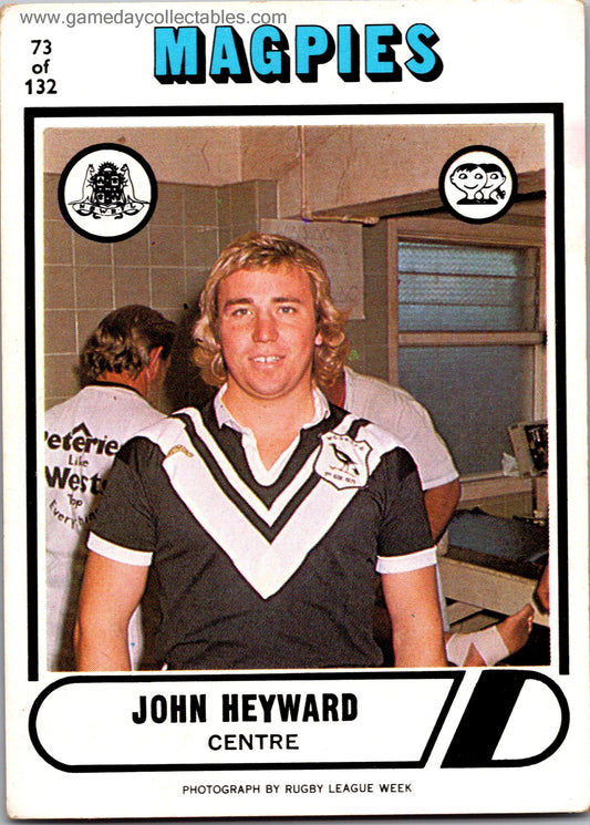 1976 SCANLENS - 073 John Heyward - Western Suburbs Magpies
