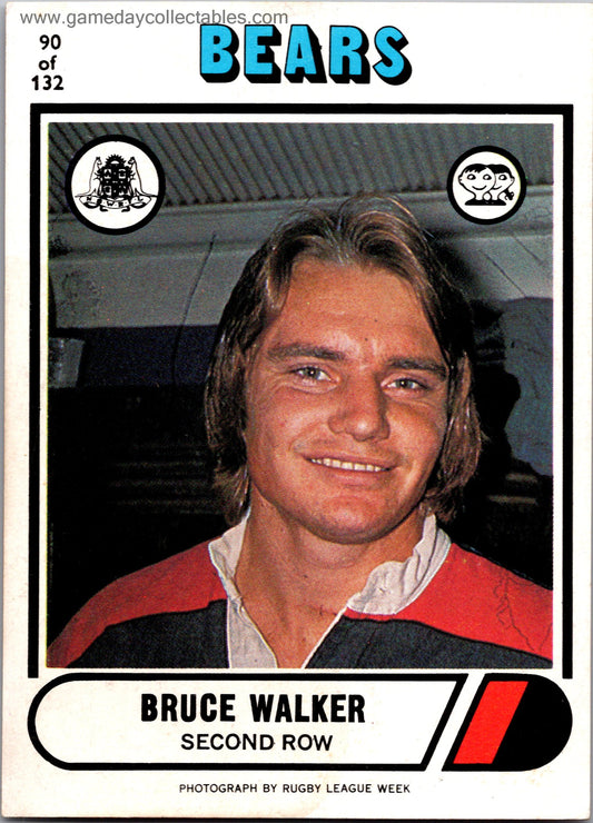 1976 SCANLENS - 090 Bruce Walker - North Sydney Bears