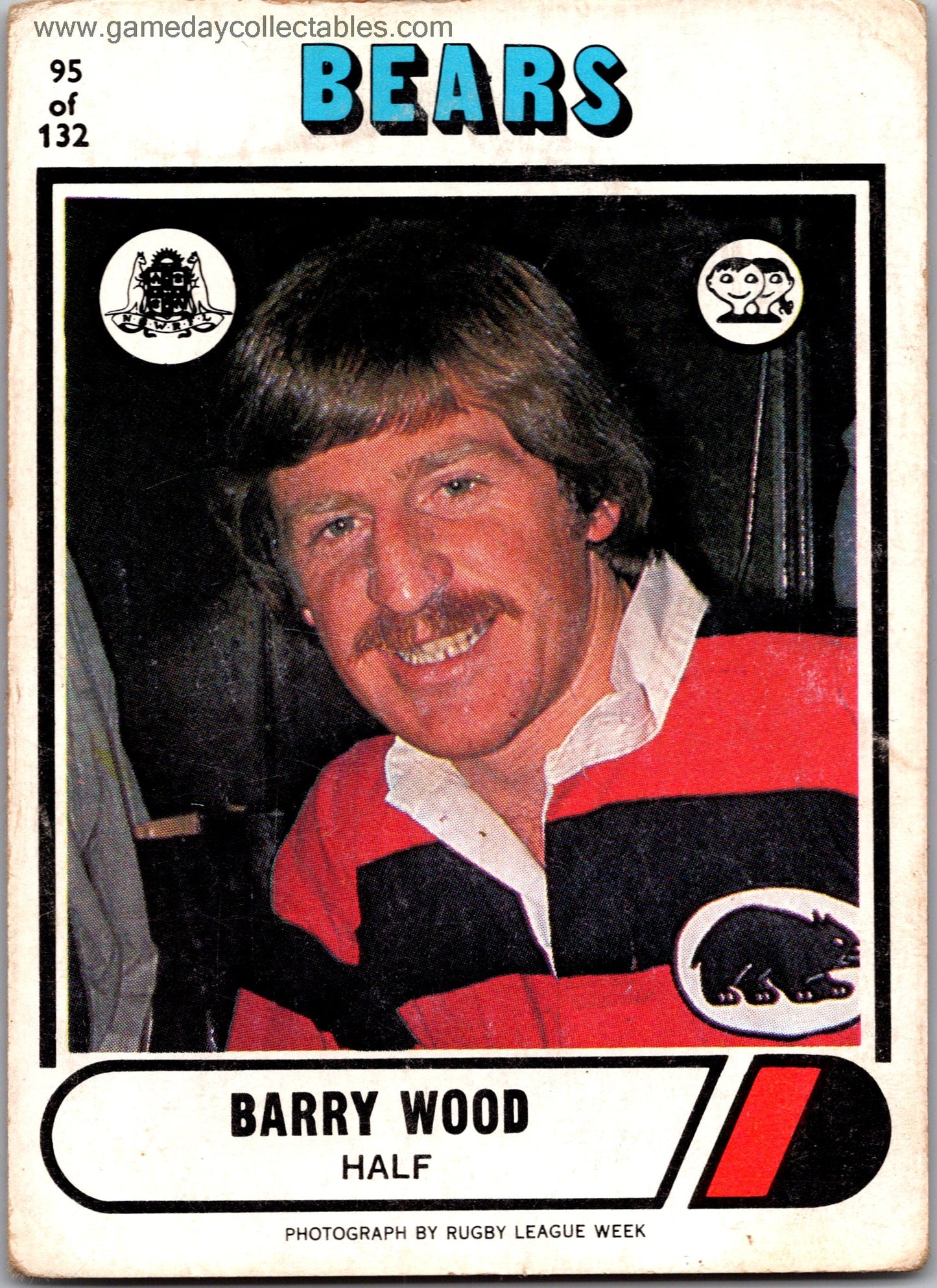 1976 SCANLENS - 095 Barry Wood - North Sydney Bears